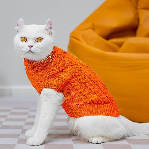 Miniatura 7 de PUPTECK Abrigo de invierno para gatos, ropa de punto suave y cálida para clima frío, ropa de punto para gatitos y perros pequeños en interiores y