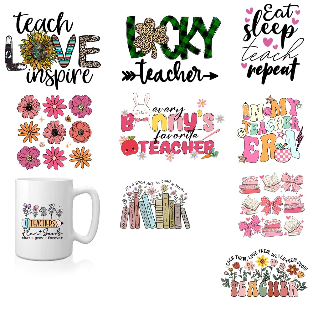 Funny Teacher Gifts for Women Appreciation from Students Birthday Graduation Valentines Day Christmas Tote UV DTF Cup Wraps Transfer Sticker for Glass
