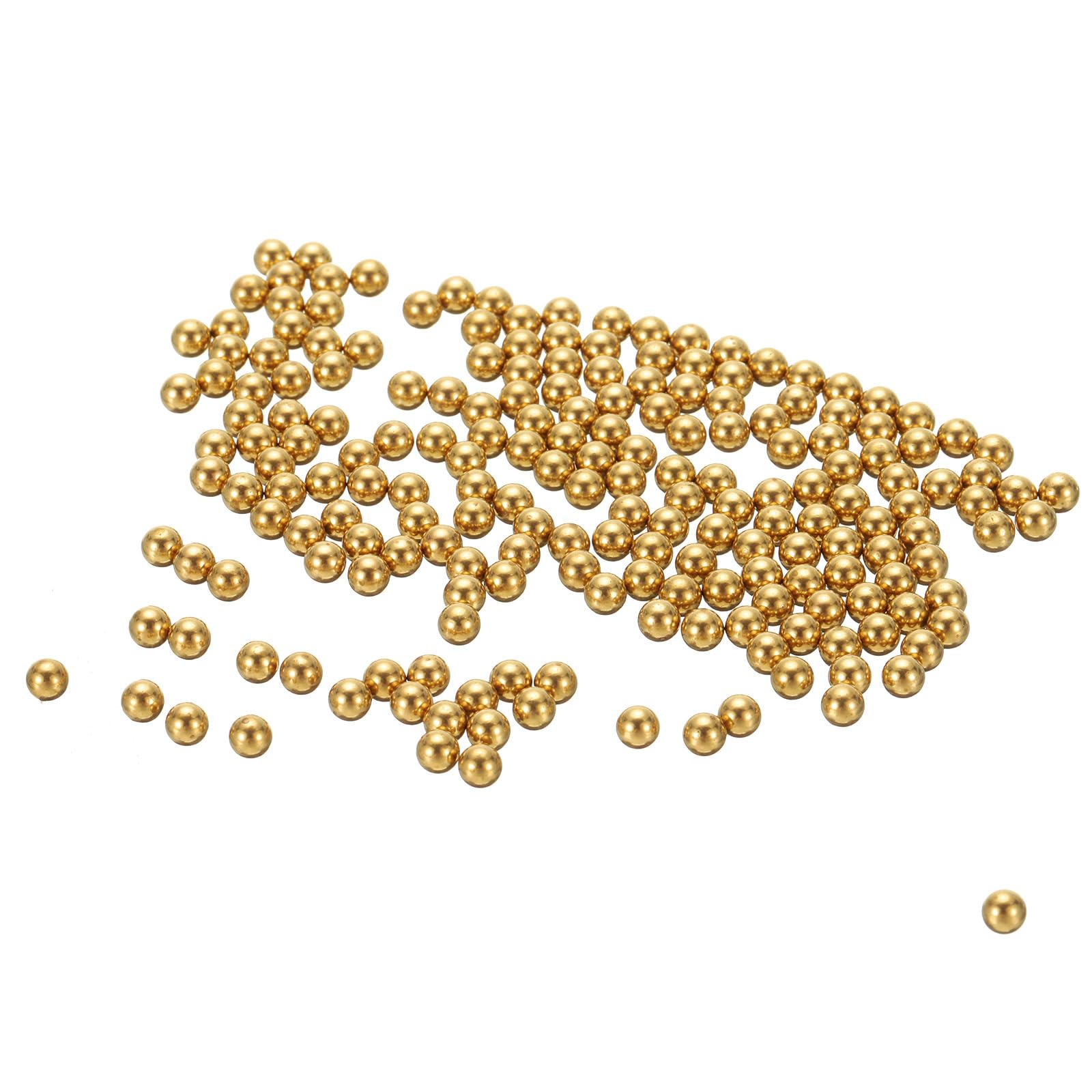 uxcell 200 Pcs Precision Solid Brass Bearing Balls 3.5mm Industrial Brass Ball Spheres for Machinery, Automotive, and DIY (H62 Brass)