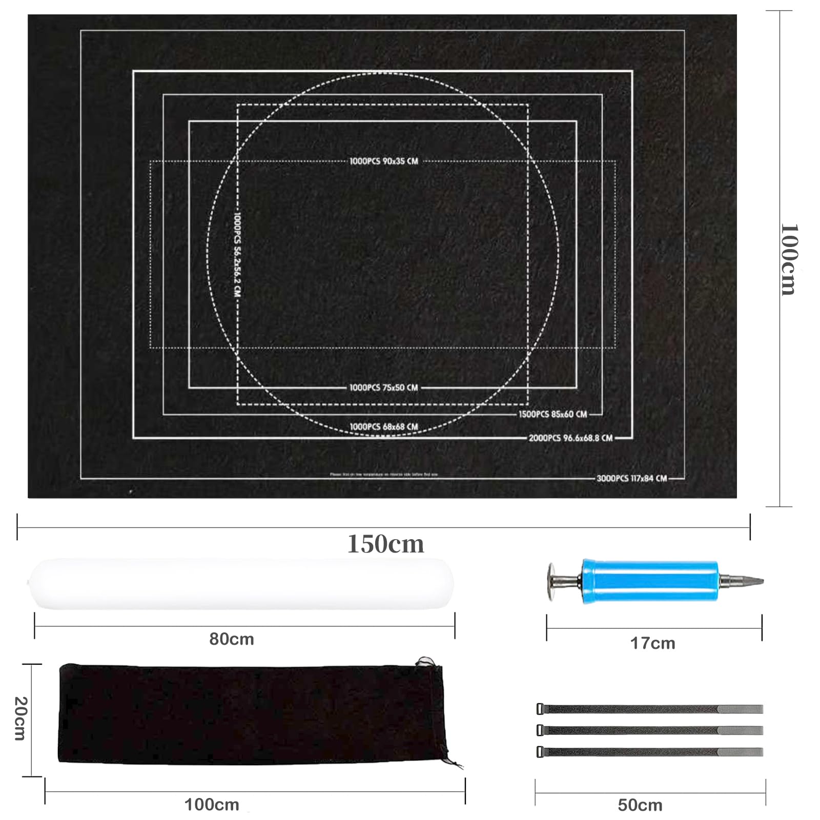 Tappeto per Puzzle 3000 Pezzi - Addensamento di 1.5mm, Tappetino per puzzle in Feltro, Portatile Rotolo di Puzzle, gonfiabile Puzzle Roll Up, Puzzle Accessori, Coperte Puzzle