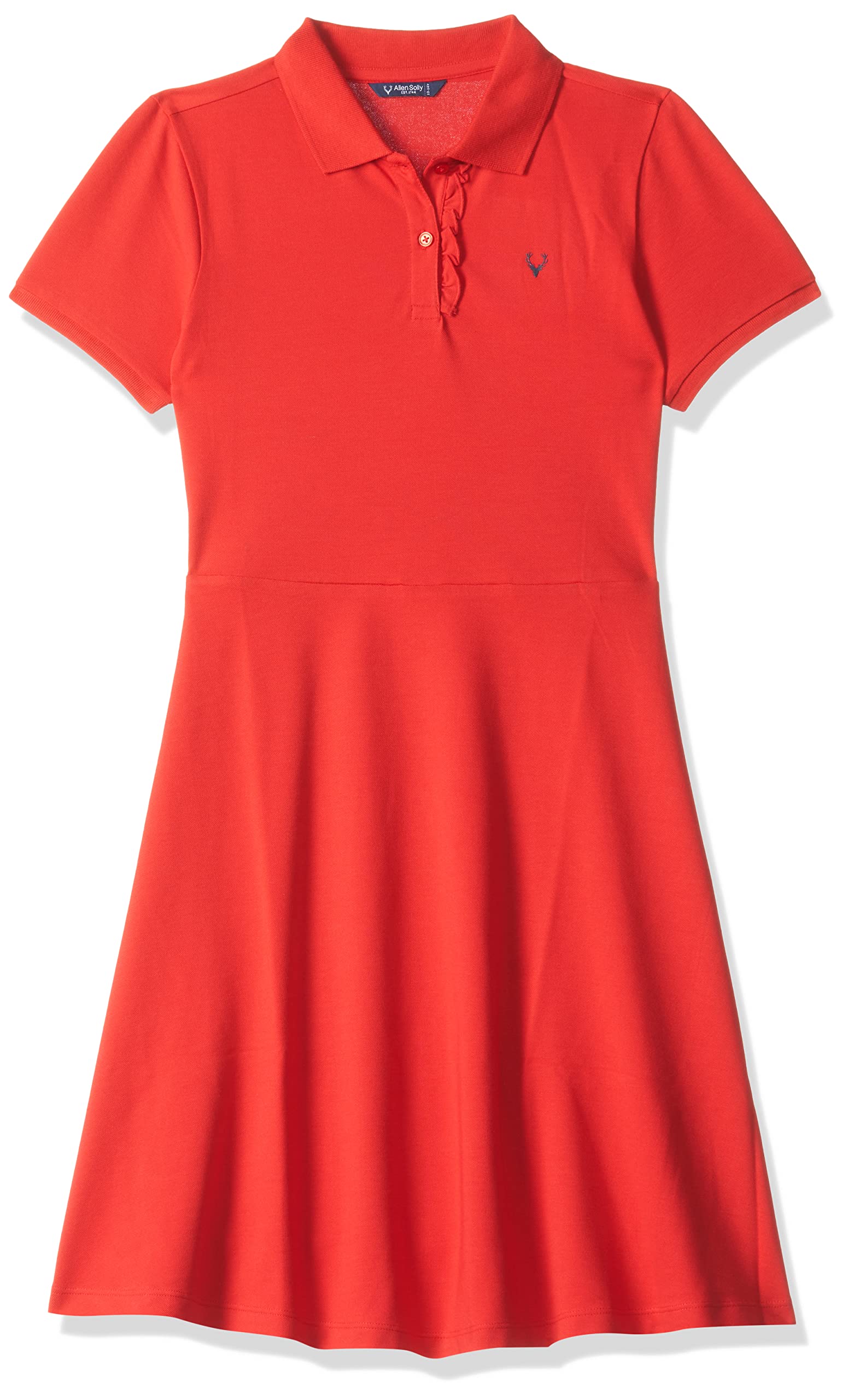 Allen SollyJunior Girls Midi Dress (AGDRERGFV01884_14_Red_Red_13 Years-14 Years)