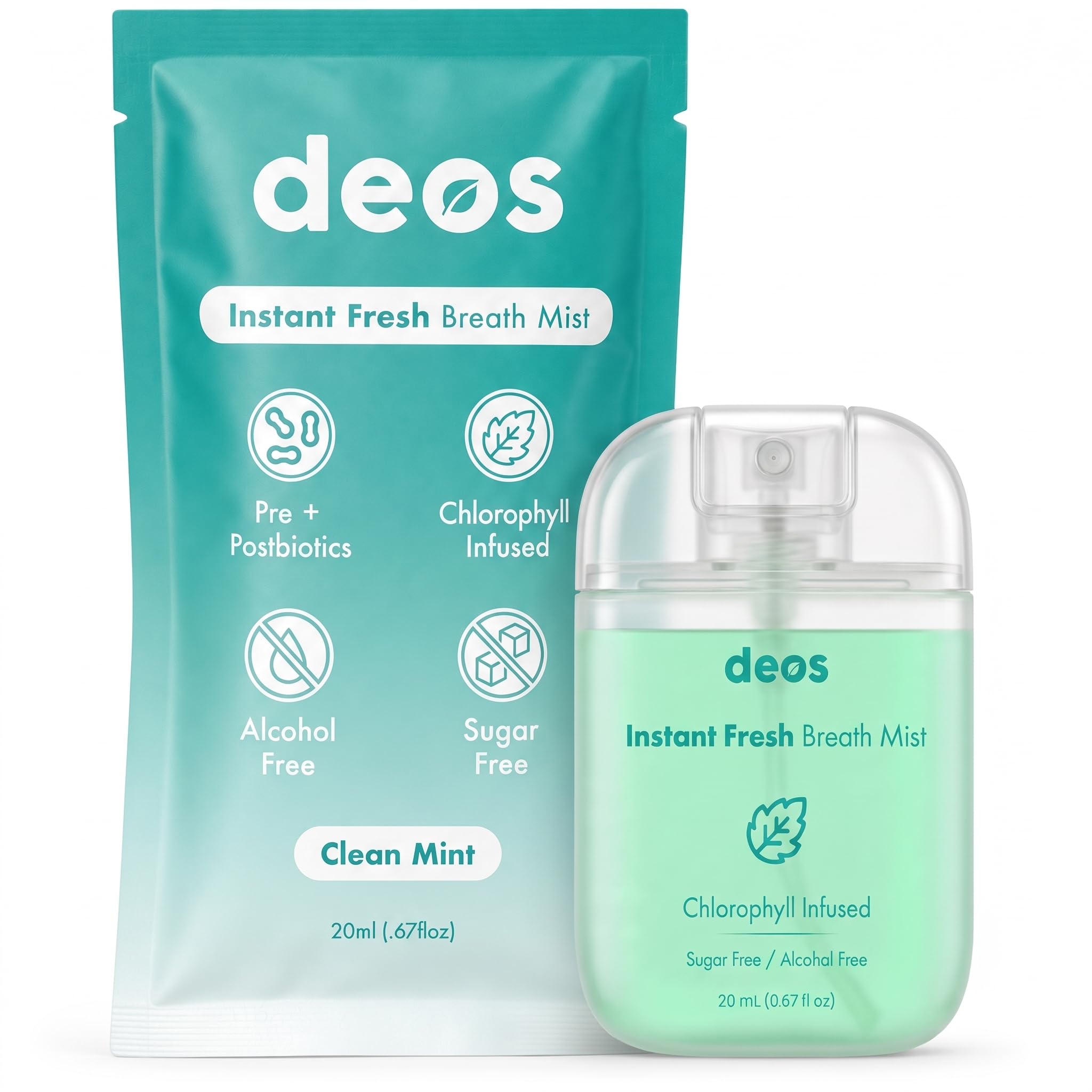 DEOS Instant Fresh Breath Mist - Pre & Post-Biotic Spray for Fresh Breath