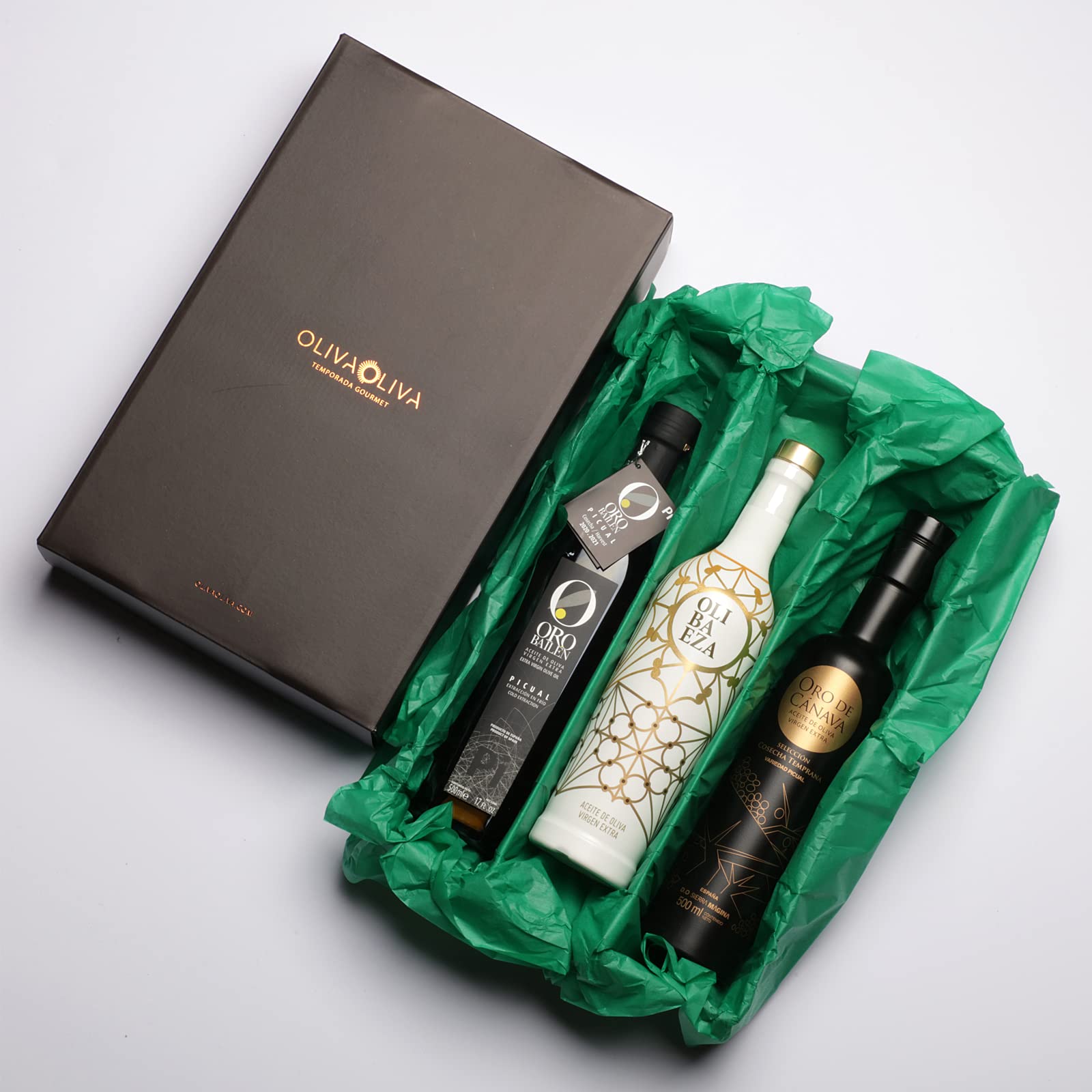 Les meilleures Huiles d'Olive Vierge Extra du monde (Jaén Selección 2021) - Pack de 3 bouteilles de 500 ml (Coffret cadeau en carton)