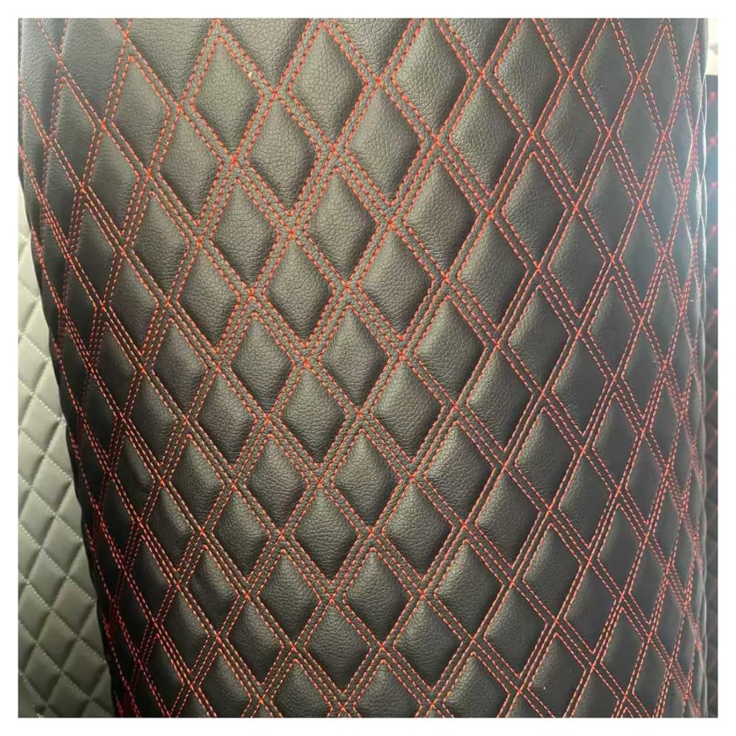 JNTFNE Quilted Faux Leather Vinyl PVC Fabric Waterproof Diamond Stitch Padded Cushion Linen Wadding Backing Upholstery 1.6x1m(Black,1.6X5m)