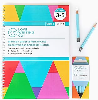 Love Writing Co. Learn To Write Pack 2 - Age 3-5 Years-Pack Of 5 Kids Pencils, Handwriting and Alphabet Practice Stage 1 Book 2 | Pencil Control and Grip | Phonics | SEN