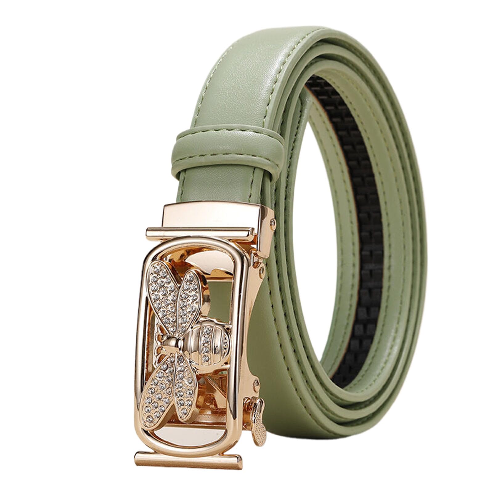 Jiary Unisex Green ,100Cm/39.4'',Womens Ratchet Fashion Belt, Leather Belts For Women With Square Animal Pattern Alloy Automatic Buckle