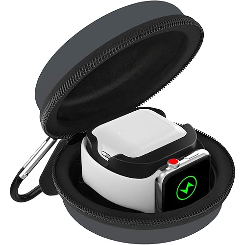 MoKo Storage Box Compatible with Apple Watch Series 10/9/8/7/6/5/4/3/2/1/SE,Portable Protective Travel Bag Fit iWatch 38mm 40mm 41mm 42mm 44mm 45mm 46mm Airpods Pro/3/2/1 Charging Case Dock,SpaceGray
