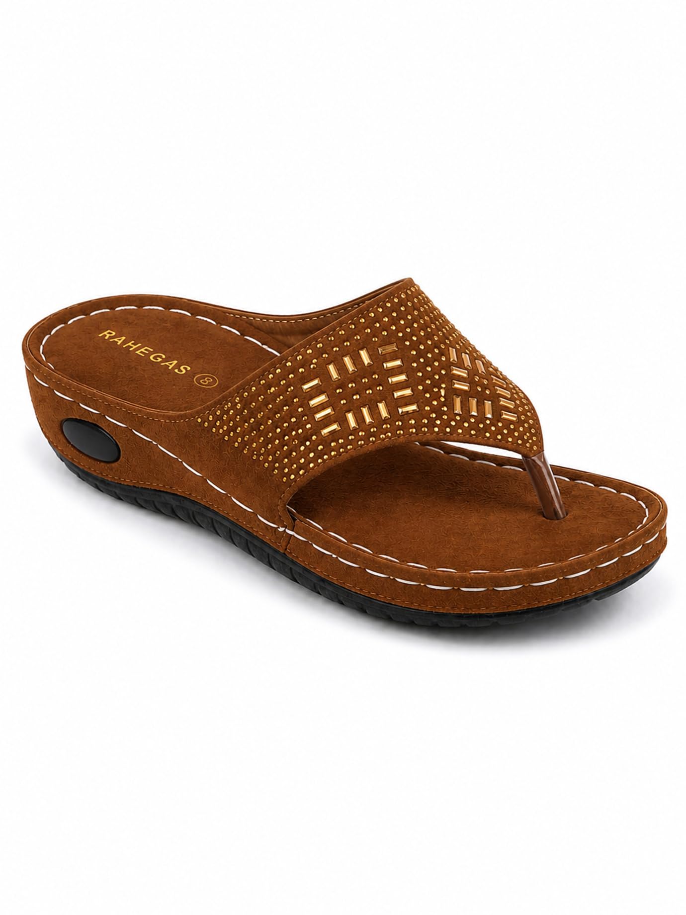 RAHEGAS Embellished Orthopedic Flats for Women with PU Sole-picture-55