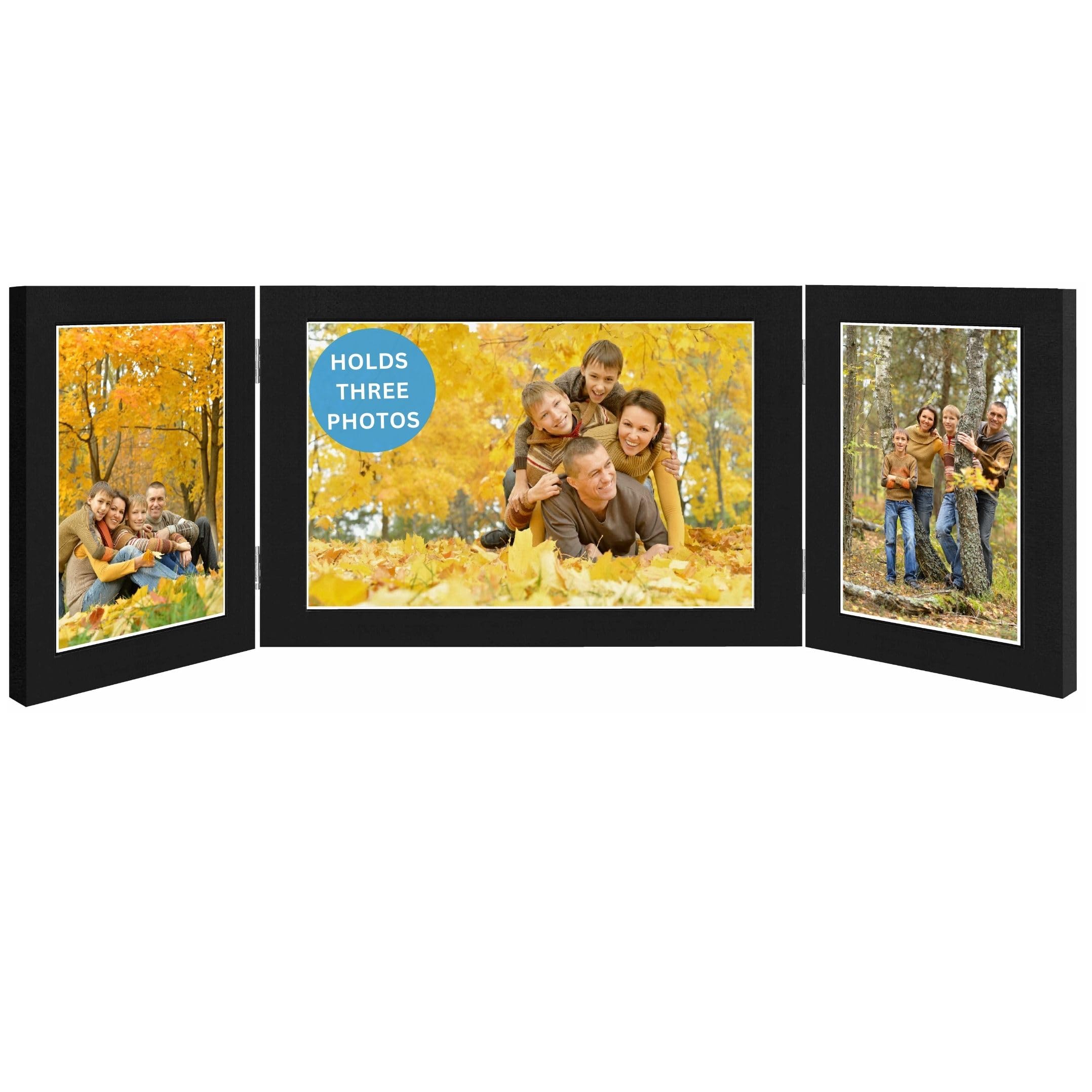 Triple Photo Picture Frame 6 x 4 and 7 x 5 Black, Holds 3 Photographs, Picture Frame, 10 x 15 cm, 6x4 Picture Frames, Black 6x4 Photo Frames, 4x6 Photo Collage Gallery Display