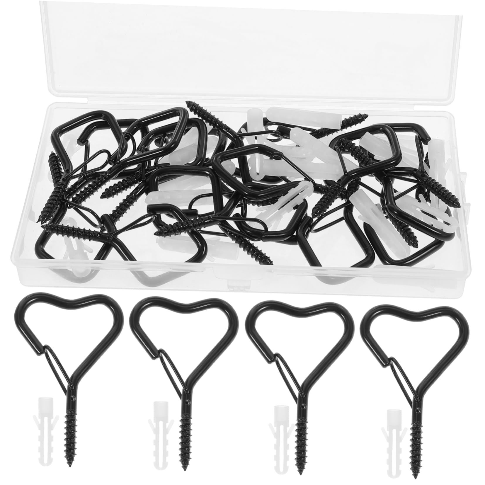 MUCKLILY 20Pcs Heart Shaped Eye Screw Hooks for Hanging String Lights Heavy Duty Fasteners for Indoor and Outdoor Use for Decorative Displays and Party Decorations