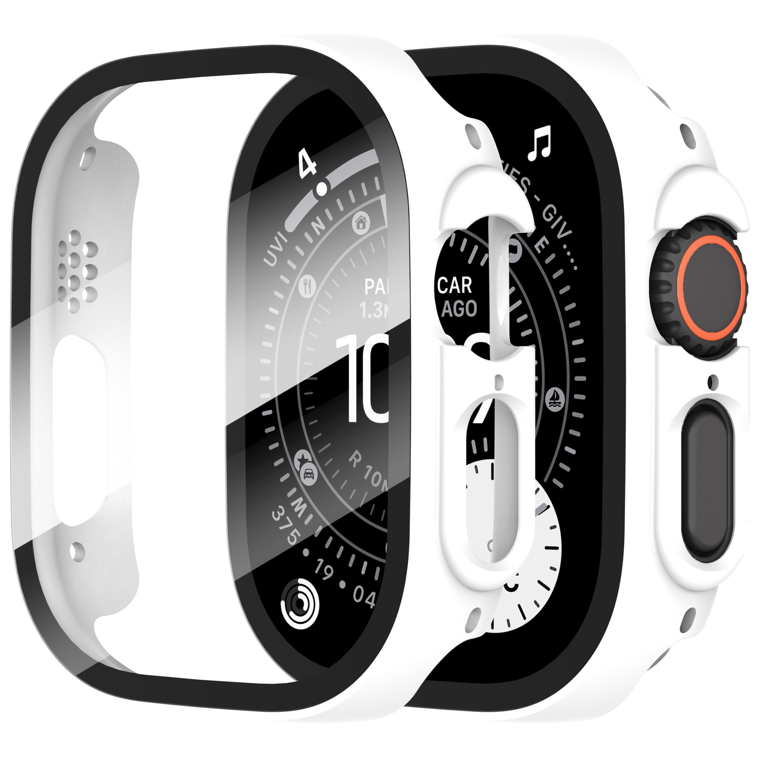 Suoman 2-Pack for Apple Watch Ultra 3/2/1 49mm Case, Ultra-Thin Tempered Glass Screen Protector, All-Around PC Protection Cover for iWatch Ultra 49mm