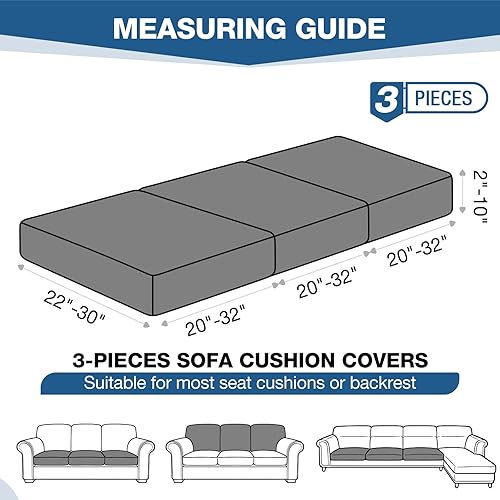 Miniatura 2 de TAOCOCO Fundas de cojín para sofá, 3 piezas, elásticas, para sofá de 3 cojines, fundas de asiento de sofá, suaves y lavables, protector de muebles