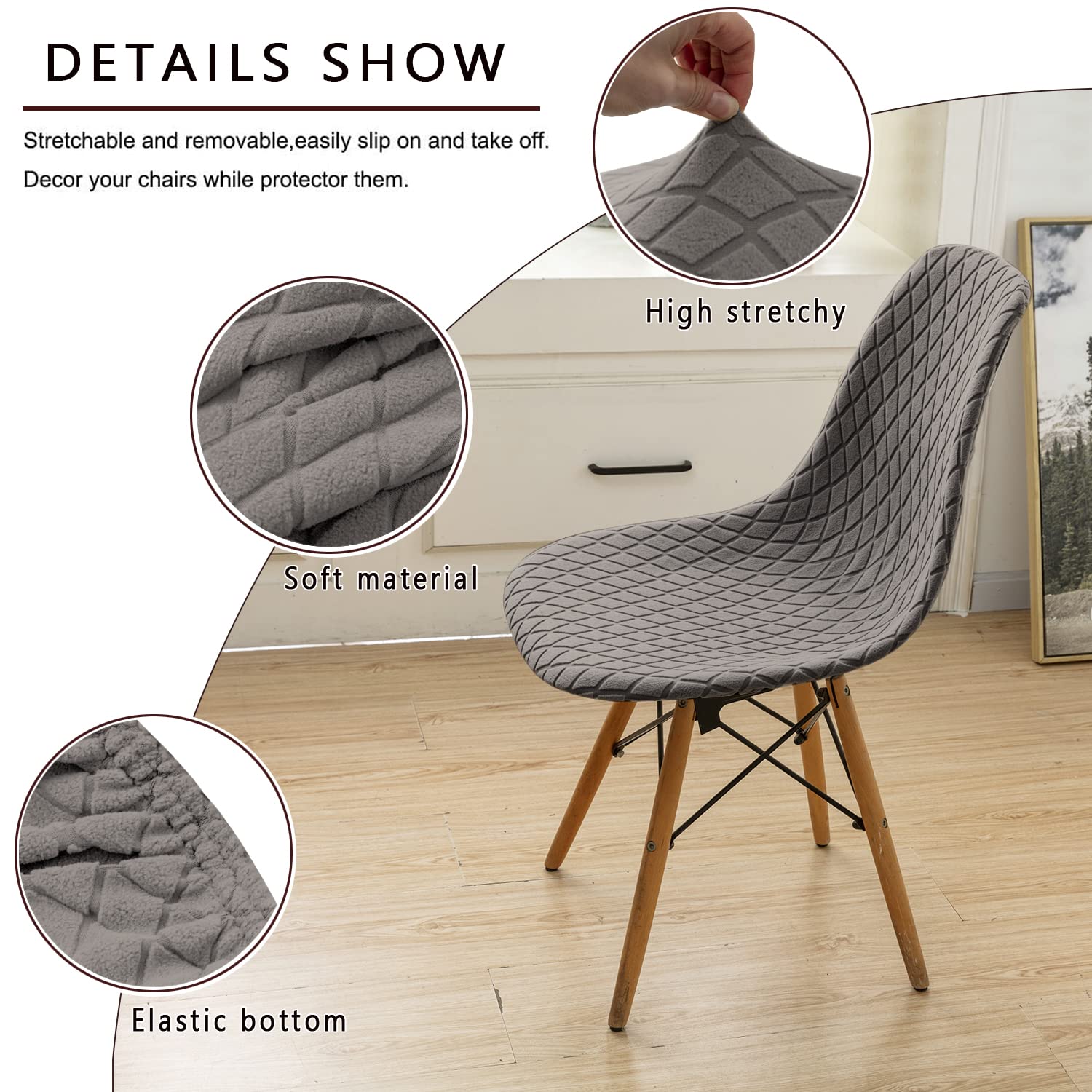 SHENGYIJING Dining Chairs Covers Set of 2/4/6, Style Shell Mid Century Modern Chair Sipcover - Image 2