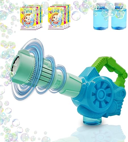 Máquina de burbujas para niños, ametralladora de burbujas para niños con solución de 2 burbujas, juguetes de verano al aire libre, regalos de