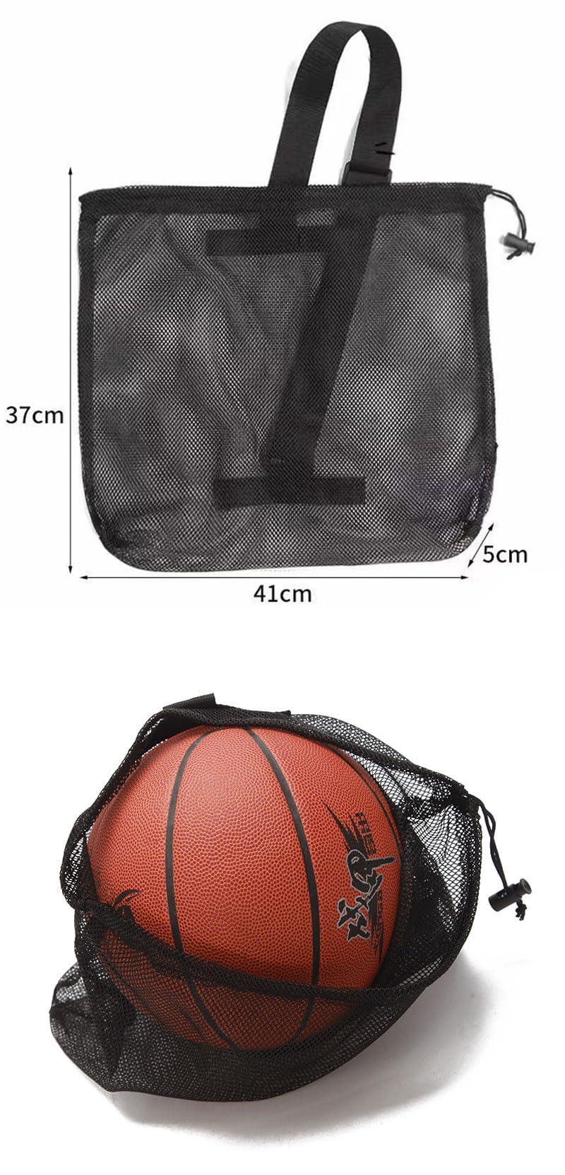 MINZHI Lot de 2 Sacs de Basket-Ball Portables - Sac à Dos et Sac en Filet pour le Transport de Ballons