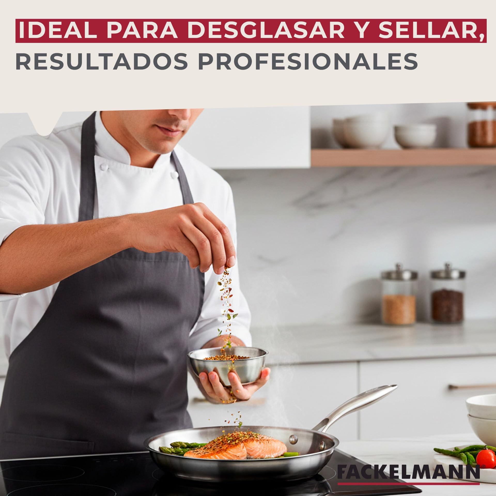 Fackelmann Vita3 Set de Sartenes, incluye Sartén 26 cm y Sartén 28 cm, Acero Inoxidable Triply sin Antiadherente, Libre de PFA, Aptas para Inducción y todo tipo de Cocinas, Aptas para Lavavajillas