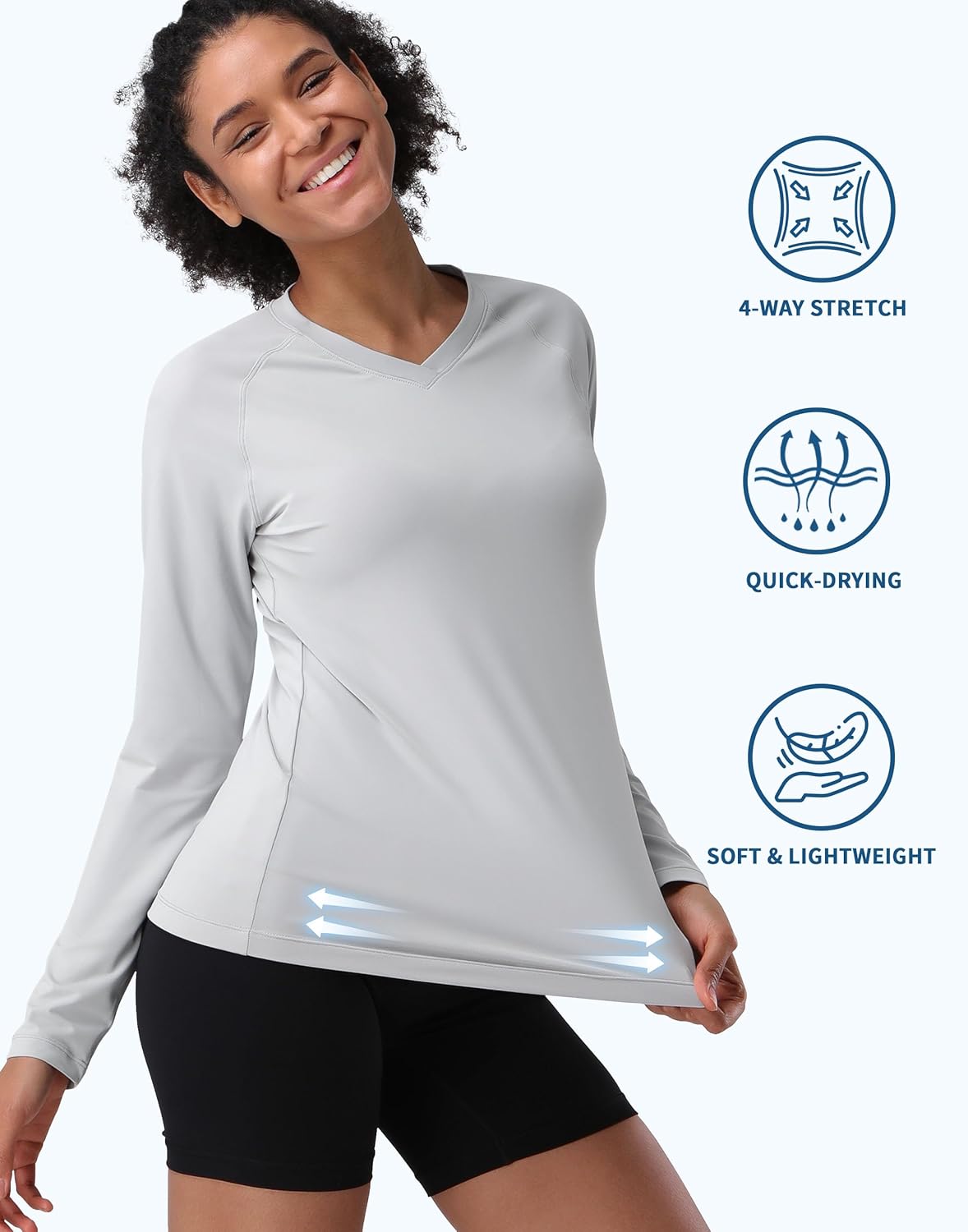 Pioneer Camp Women's UV Sun Protection SPF Shirt V Neck UPF 50+ Long Sleeve Workout Tops Quick Dry Rash Guard Hiking Running - Image 4
