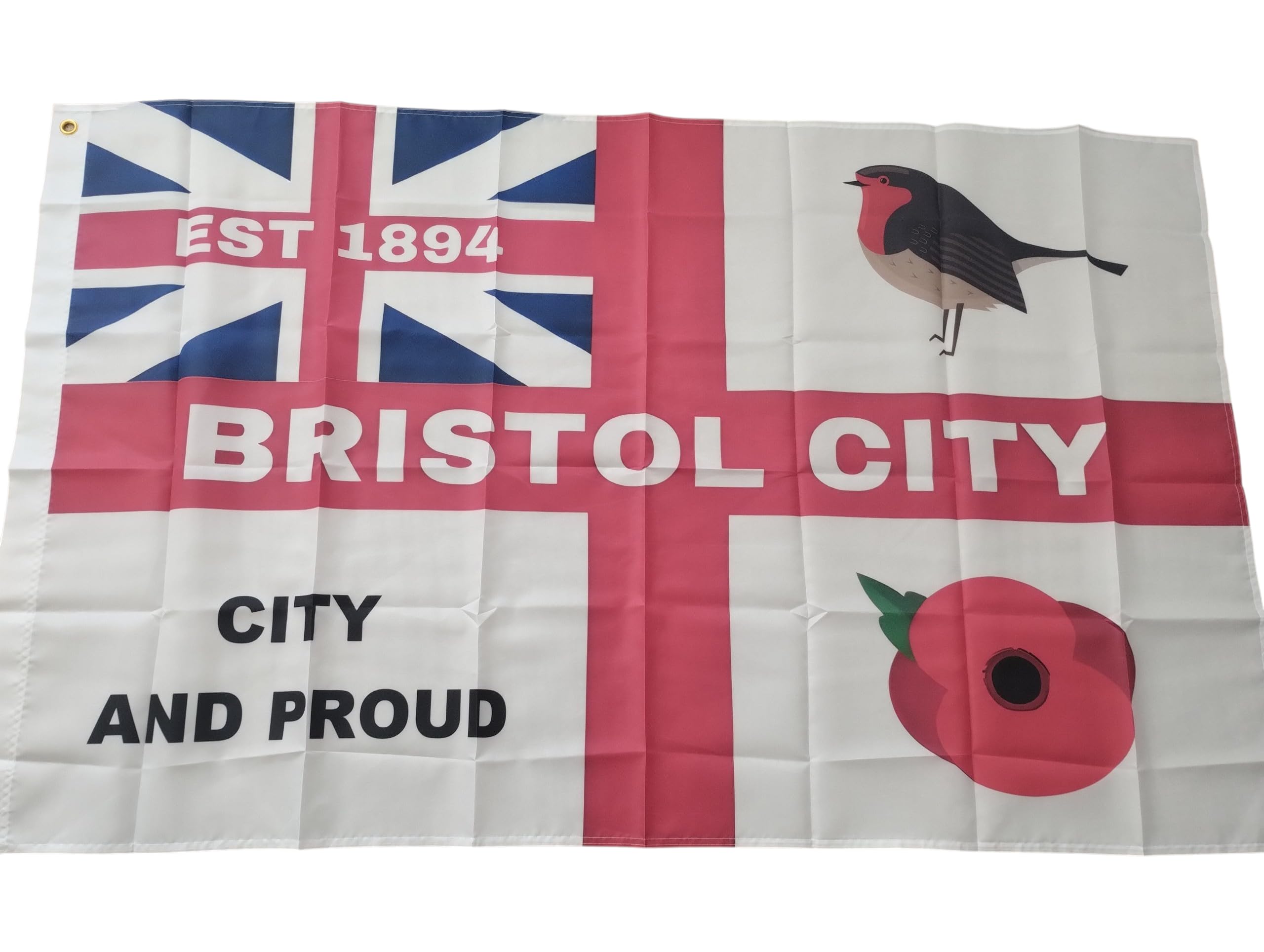 Bristol city colours flag 5 x 3 st George's cross