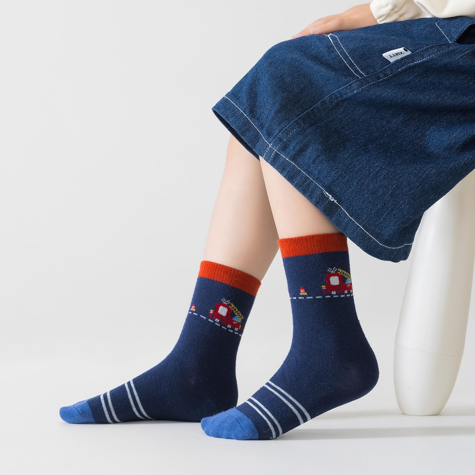 10er Set Lustige Cartoon-Kindersocken aus Baumwolle - Unisex Baby & Kleinkinder Socken für Jungen und Mädchen, Atmungsaktiv Jahreszeitübergreifend mit Comic-Motiven