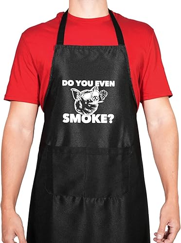 Grill Rescue Divertidos delantales de barbacoa para hombres, resistentes al calor, con cuello ajustable y bolsillo frontal (incluso fumas), Incluso