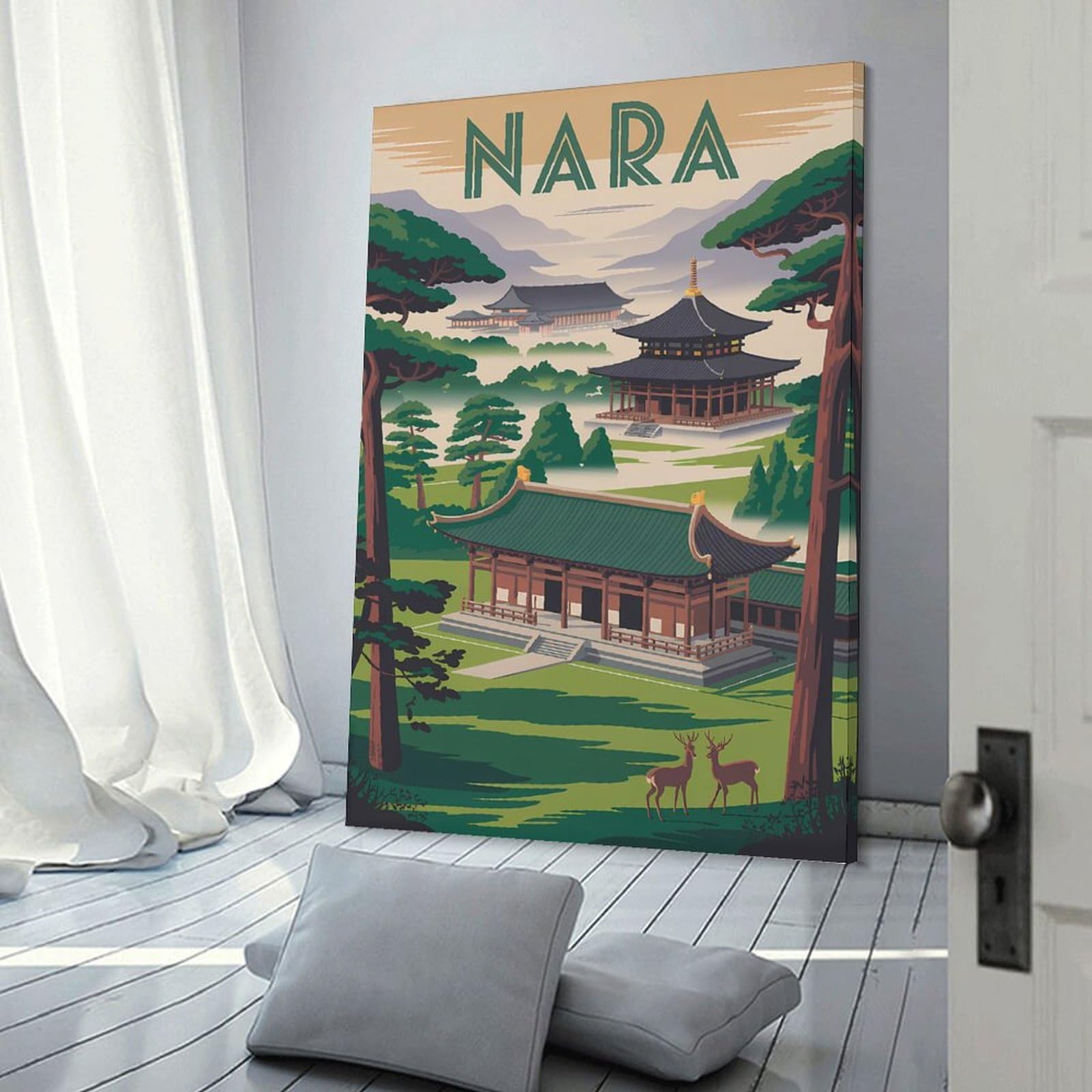 Junmoney Nara Japan Travel Wall Art Print, 24x36inch(60x90cm), for Lounge Decor, Bedroom Walls Or Flats, Decorative Artwork for Empty Walls