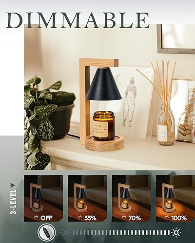Miniatura 7 de MT2314 - Lámpara calentadora de velas negra con madera maciza, lámparas regulables para cera perfumada, compatible con velas de tarro grande, 2
