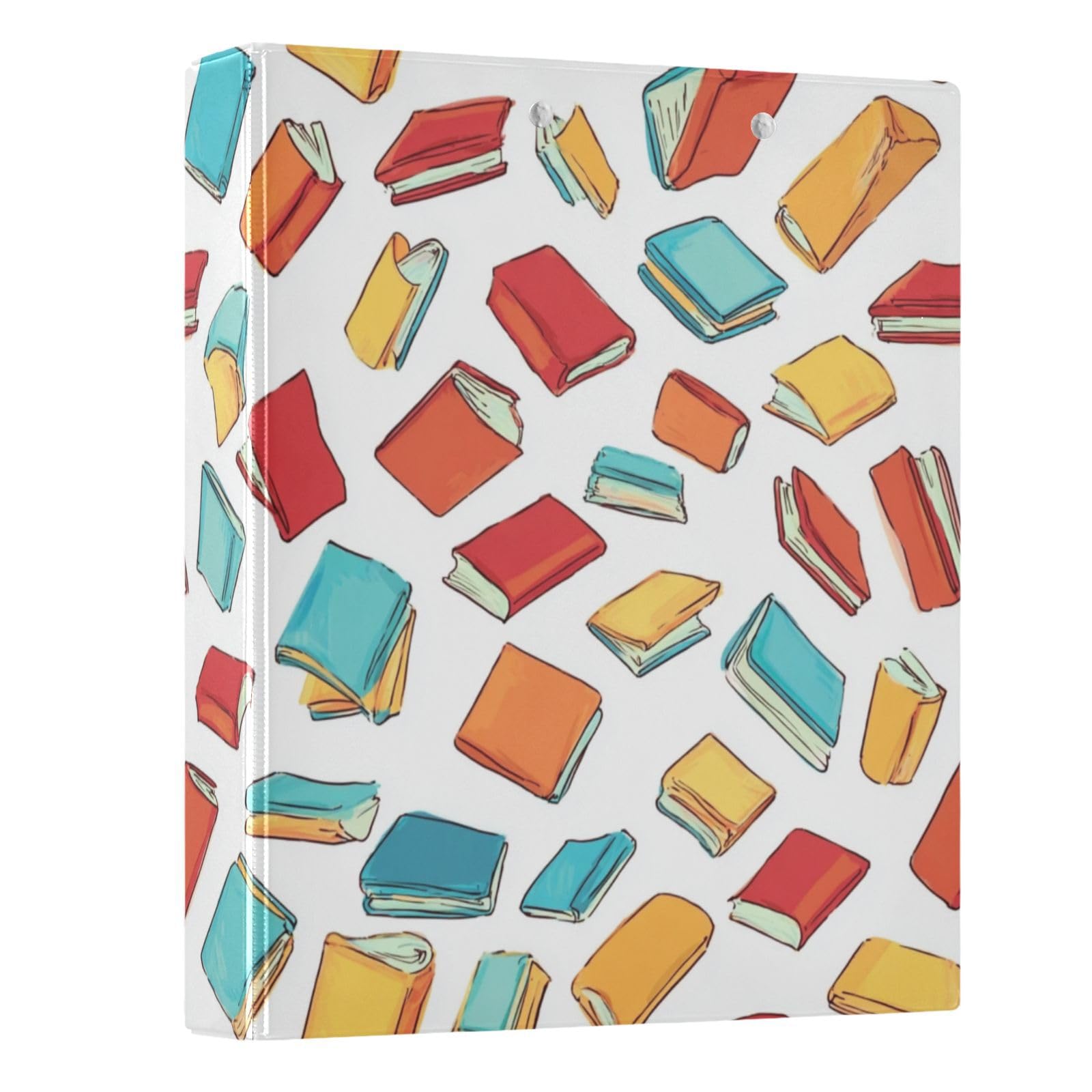 Kcldeci Raccoglitore a 3 anelli con copertina rigida, libri in stile cartone animato, anelli rotondi da 3,8 cm, con tasche interne, per scuola, ufficio, ricette, raccoglitori, confezione da 2