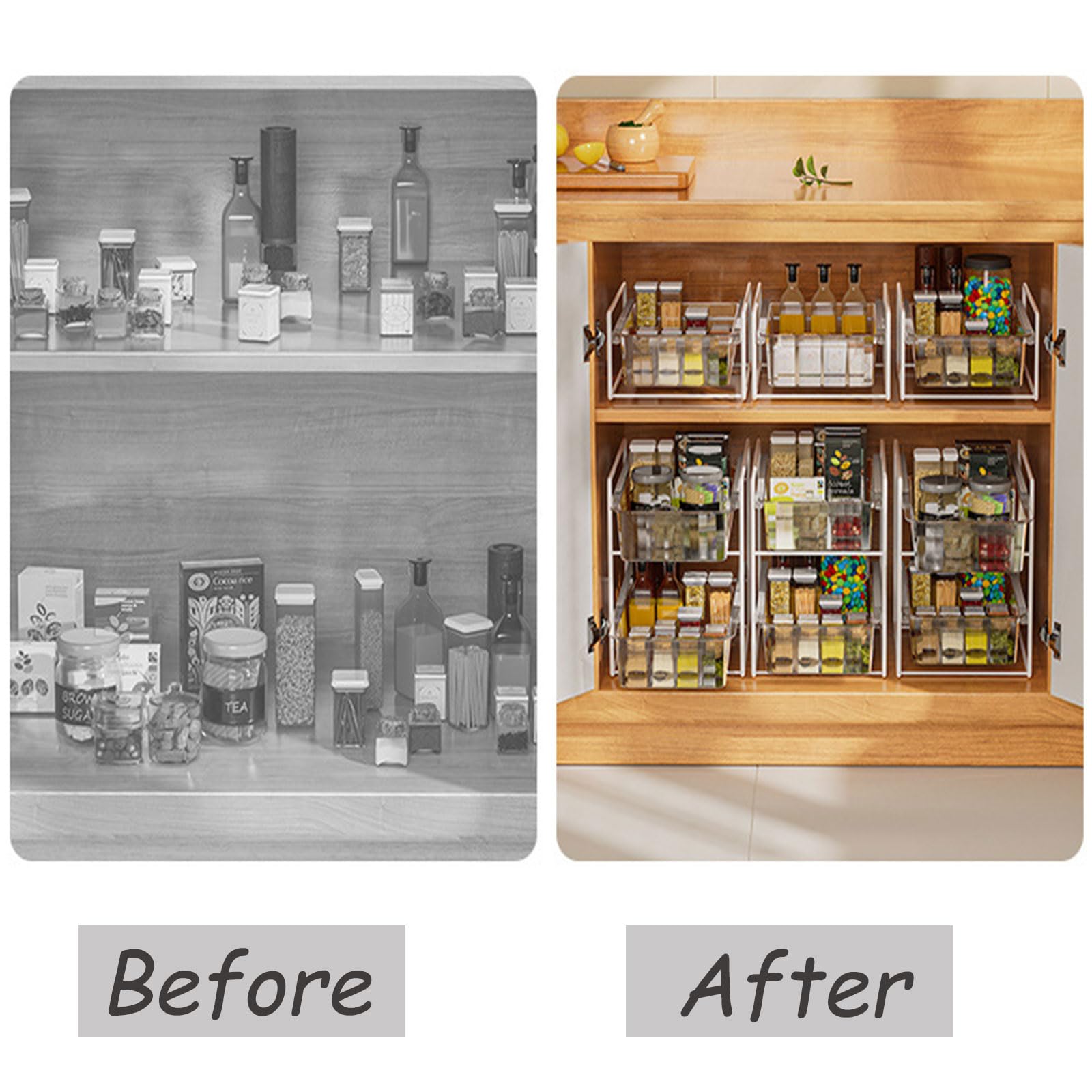 Dxcaicc Organiseur d'armoire extractible, tiroirs sous évier, Panier de Rangement pour tiroirs,étagère de Rangement Domestique pour Salle de Bain et Cuisine,d'or,2Layer
