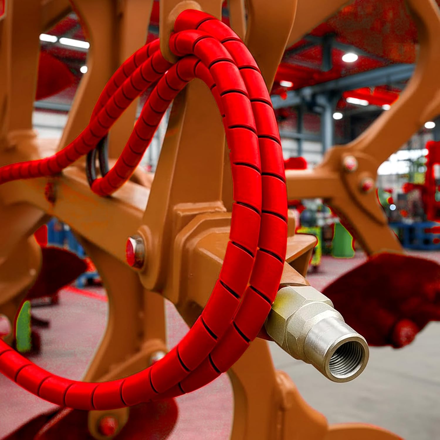 Pangda 25Ft Spiral Wrap Hose Cable Protector 3/4 Inch Heavy Duty Hydraulic Hose Wrap Protector Sleeve, Red Abrasion Resistant Spiral Tubing for Hydraulic Hoses, Electrical Wires, Automotive