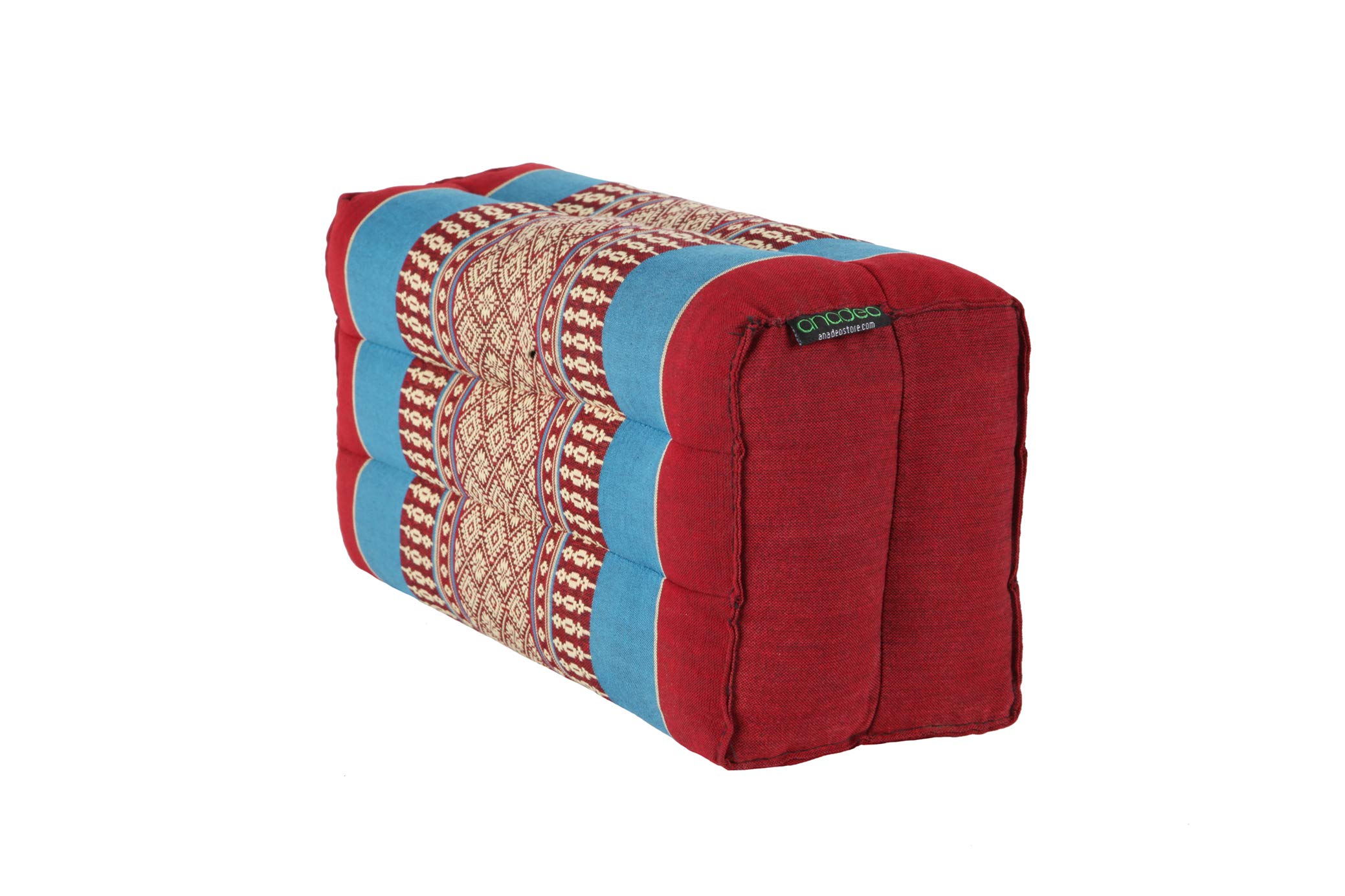 Coussin Méditation Yoga Kapok - 35x18x13cm | Naturel, Ferme Et Stable | Pour Posture Assise Confortable | Green/Blue Forest