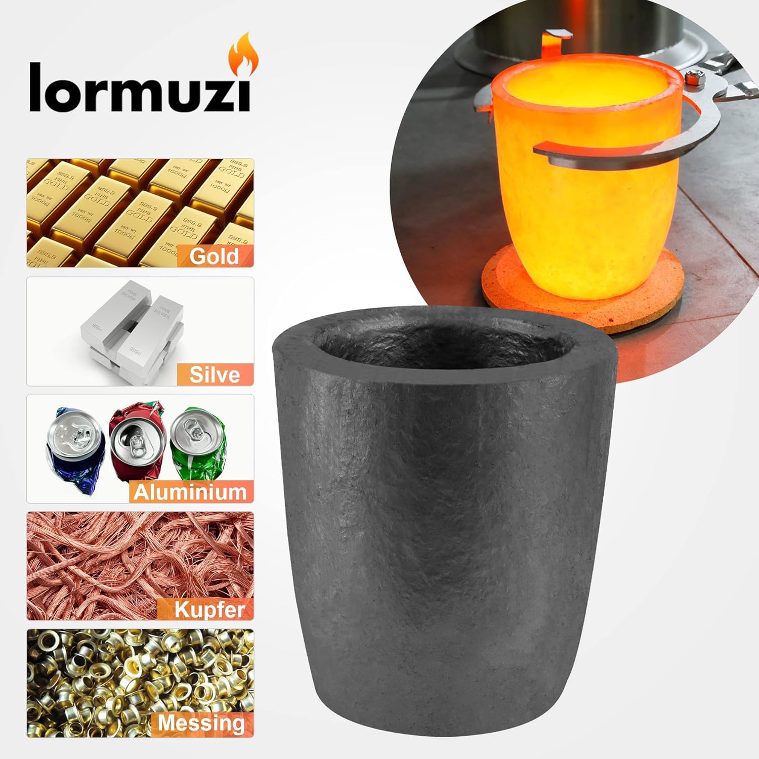 #5s (7kg) Graphite Crucible for Metal Melting Casting Refining Gold Silver Copper Brass Aluminum