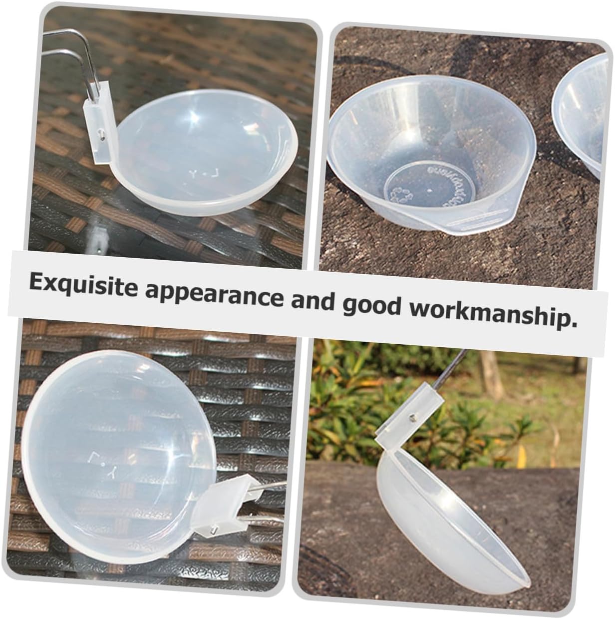 BESTonZON Portable Outdoor Camp Utensil Bowls and Soup Spoons Set, Pp Plastic, 4 Small Bowls with 4 Portable Spoons, Multi-function Compact Camping and Barbecue Supplies