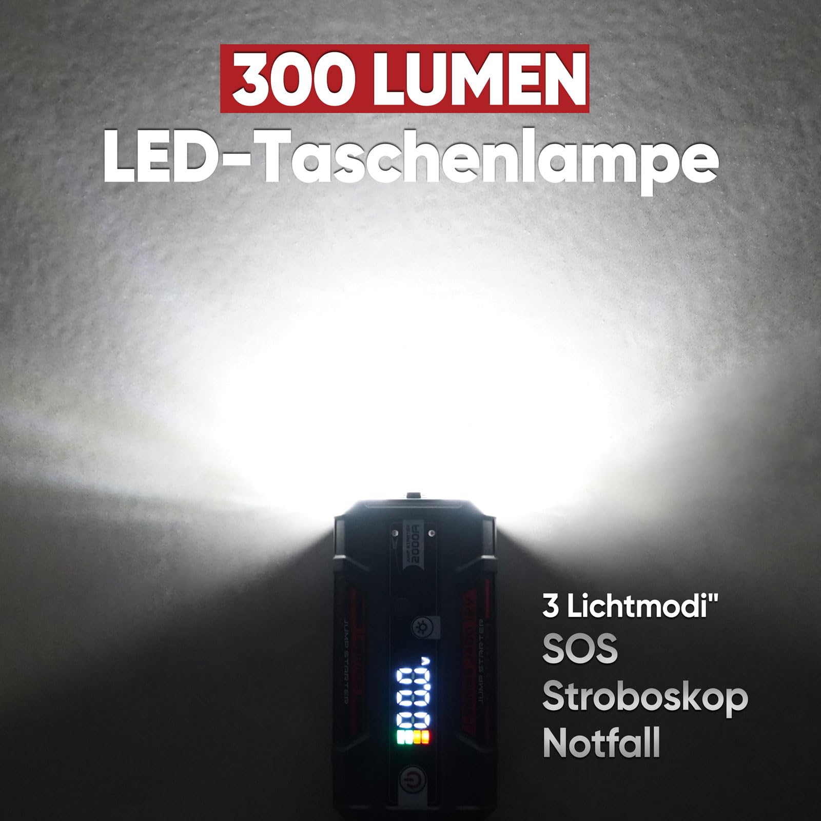 LOKITHOR J400 Starthilfe Powerbank für PKW 2000A 12V Lithium Booster | Batterie Lithium & Écran Numérique, Démarreur Portable pour Essence 8.0L & Diesel 6.0L