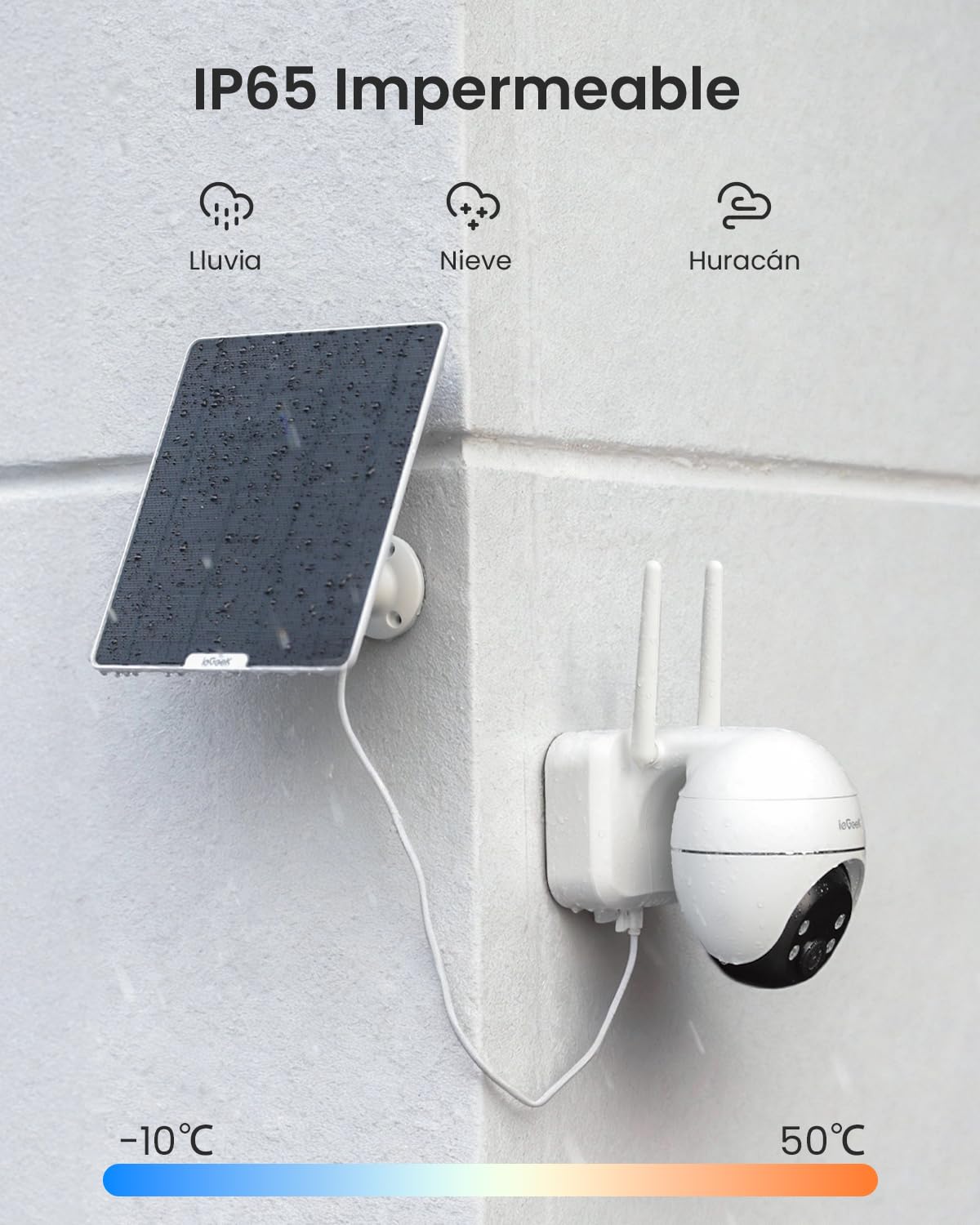 ieGeek 24/7 Grabación Continua Camara Vigilancia WiFi Exterior Solar(AOV), 9000 mAh + 5W Panel Solar,30M Rango de AI Detección,360° Seguimiento Automático,3MP Camara Vigilancia sin Cables, Alarma,IP65