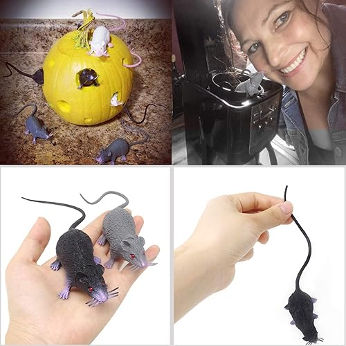 Miniatura 5 de Honbay 6 piezas de plástico de Halloween falsas ratas simulación ratón gusano juguete novedad decoración para fiesta