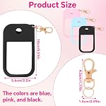 Penitue 3pcs Thickened Silicone Case for Hand Sanitizer Spray, Silicone Protective Holder with Keychain Travel-Friendly Portable Accessory for 1 Fl Oz Hand Sanitizer (Blue, Pink, Black)