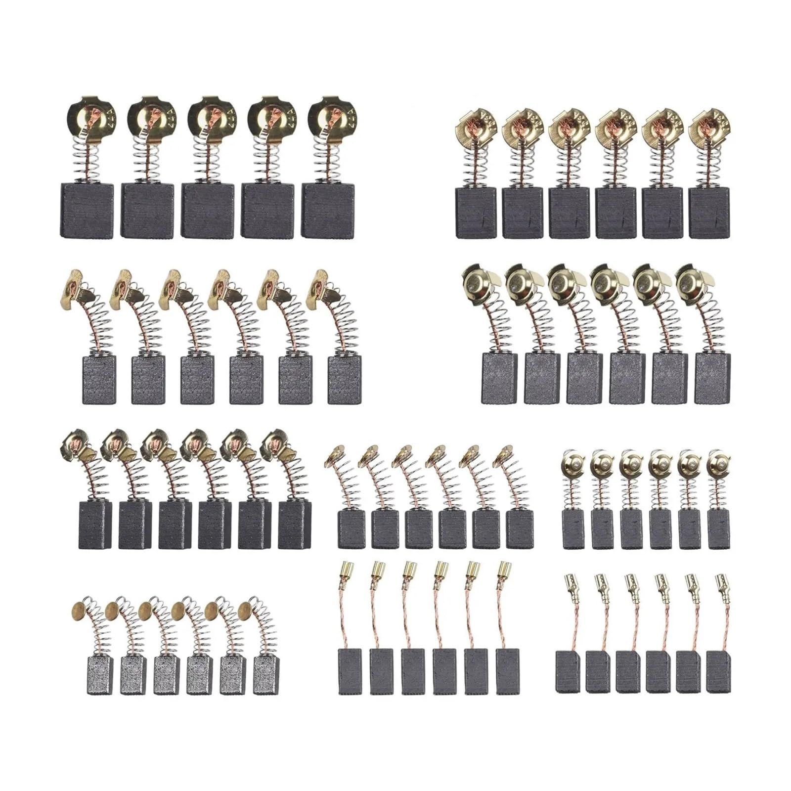 60pcs Replacement Electric Hammer Drill Graphite Brush, 10 Sizes Electric Motor Carbon Brushes, Motor Carbon Brushes