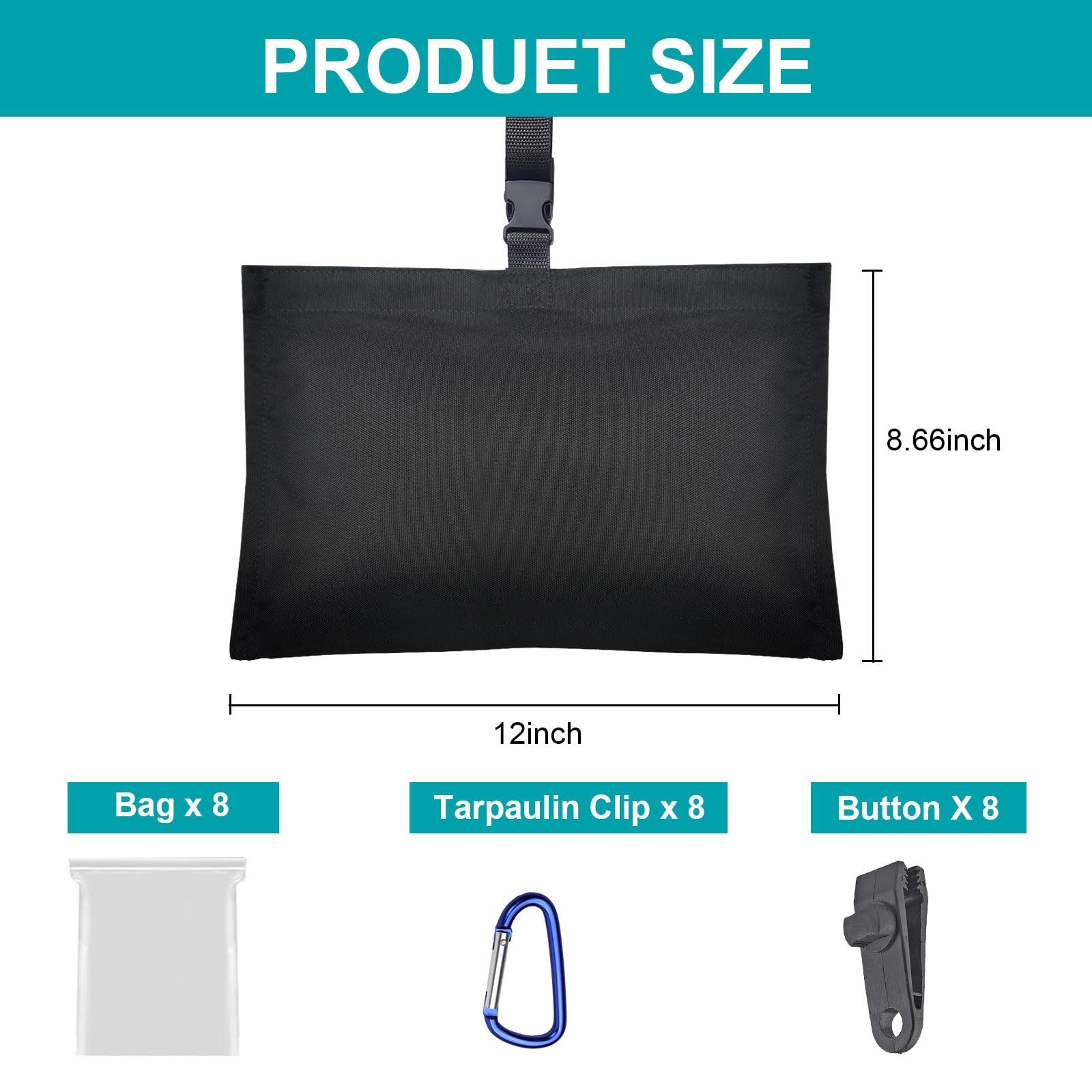 8 Packs Boat Cover Sand Bags Weights Marine Grade Sandbags for Boat Mooring Covers Sand Bag to Hold Boat Cover Kit Trailerable Boat Accessories Windproof Weight Sandbags