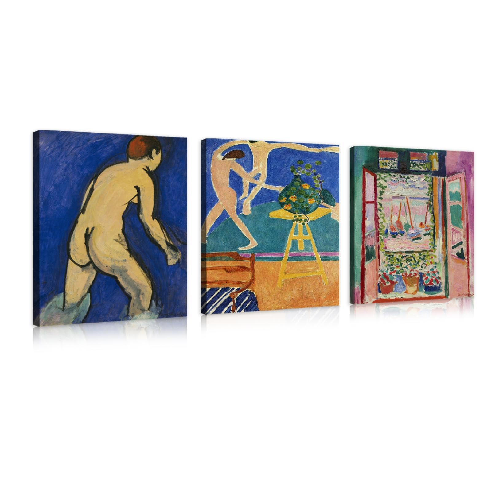Henri Matisse Lienzo Arte de la Pared Conjunto de 3 Exposición Carteles Estéticos Abstractos Reproducciones de Obras de Arte Famosas en Lienzo para la Decor de la Barra 50x75cmx3pcs Marco interior