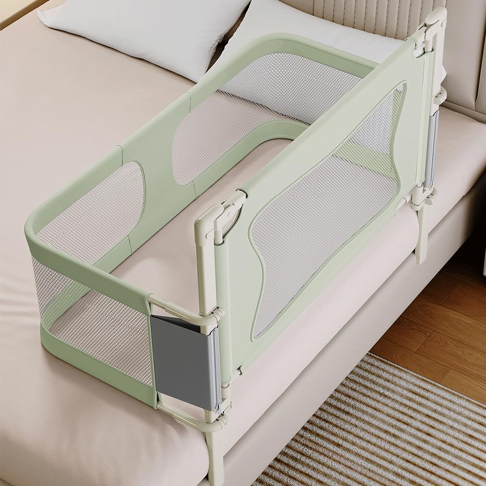 Kedia 1 reja para cama de bebé, valla plegable, riel de cama, barrera de protección para cama infantil para niños, protección contra caídas (verde-120 x 50 x 105 cm)