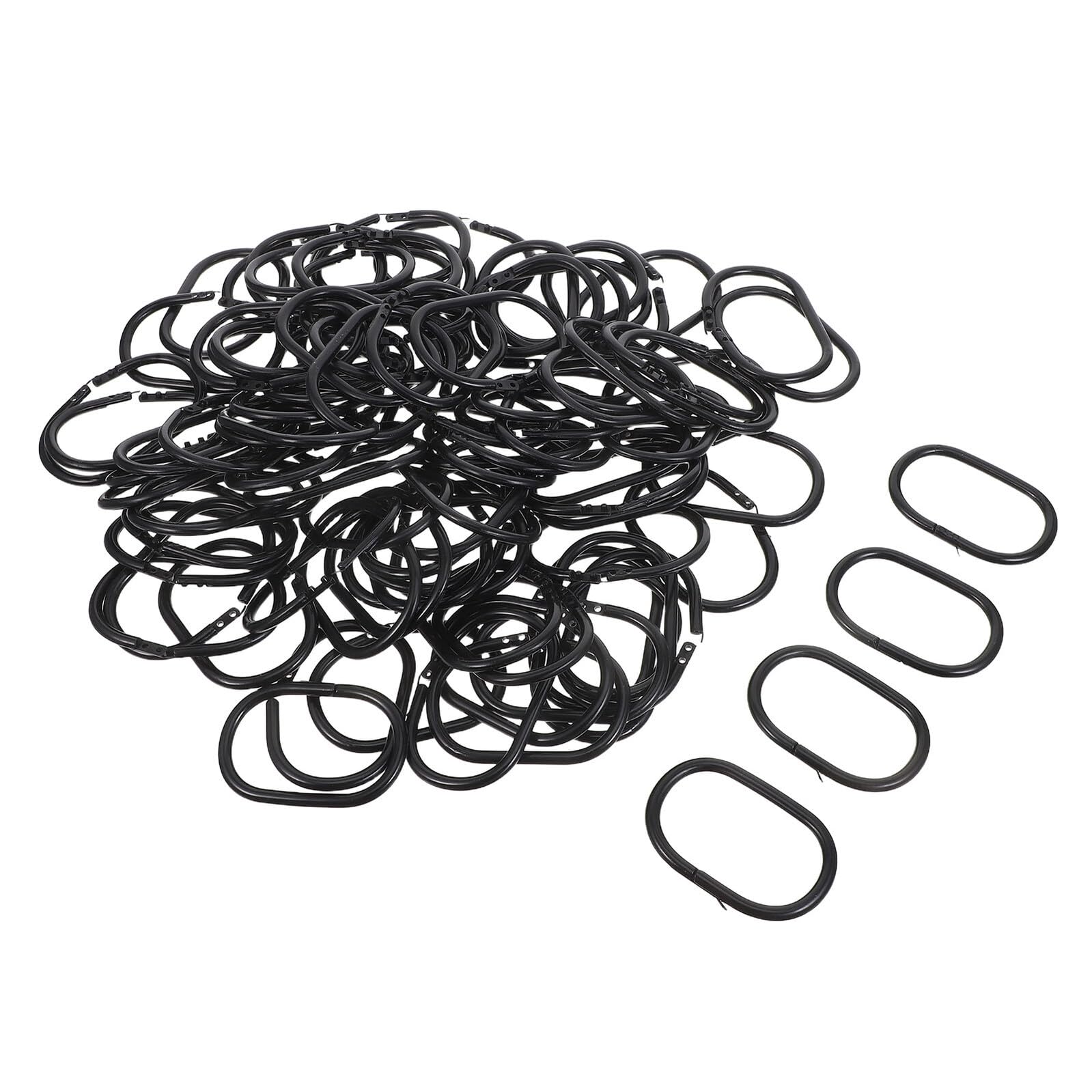 100 Pezzi Anelli per Doccia in Plastica Nera Ganci Facili da Aprire e Scorrere Silenziosamente Resistenti per Bastoni Standard per Tende da Bagno e Finestre
