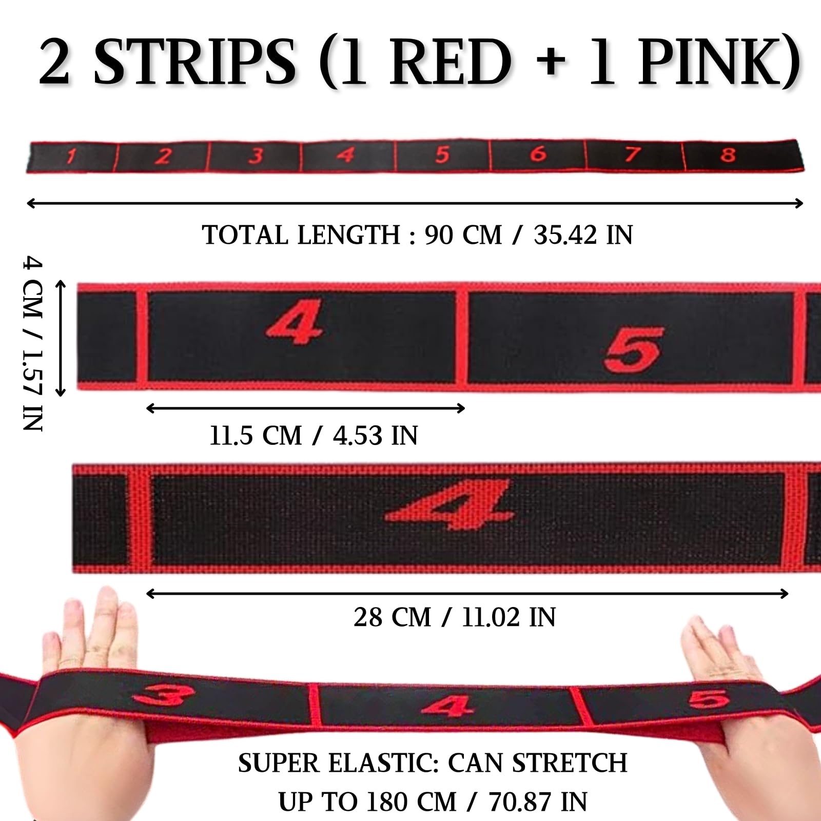 KEYRI Fascia elastica per yoga, 2 pezzi, fascia elastica di resistenza, fascia elastica per fitness, con 8 fibbie, per bambini e adulti Pilates Fitness Ginnastica
