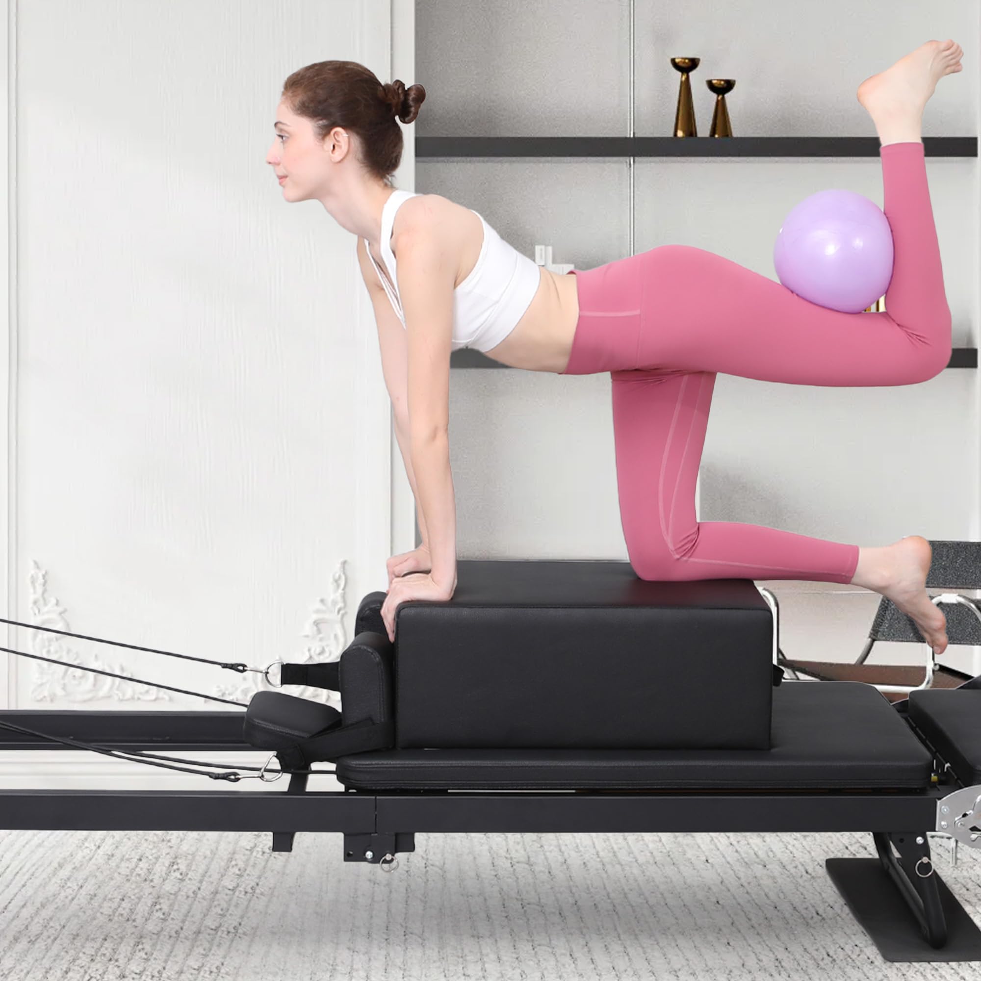 Pilates-Reformer-Sitzbox, Pilates Sitting Box Aus PU Und Wood, Mit Griff, Für Posture Corrector PilatesStuhl Kombistuhl