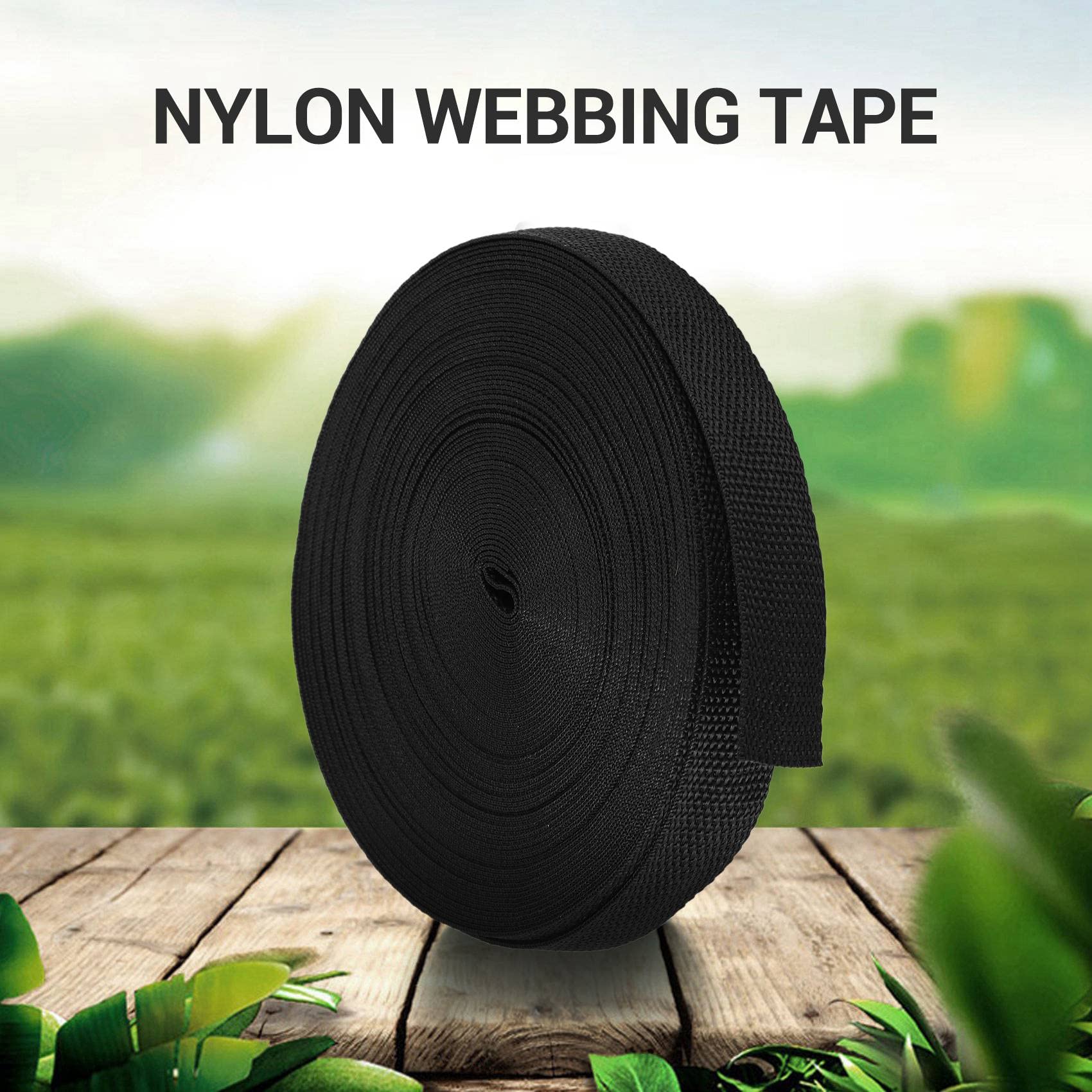 Sangle Nylon 25 Mm X 20 M – Noir Robuste Pour Couture, Sacs, Ceintures, Bricolage & Camping