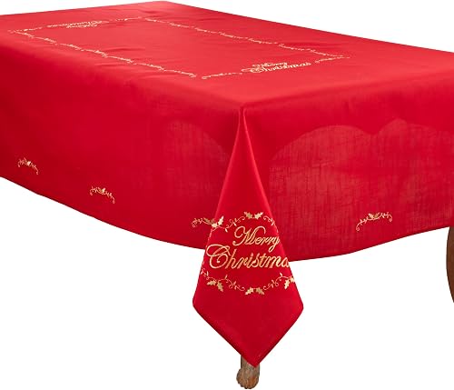 Merry Christmas Embroidered Design Tablecloth