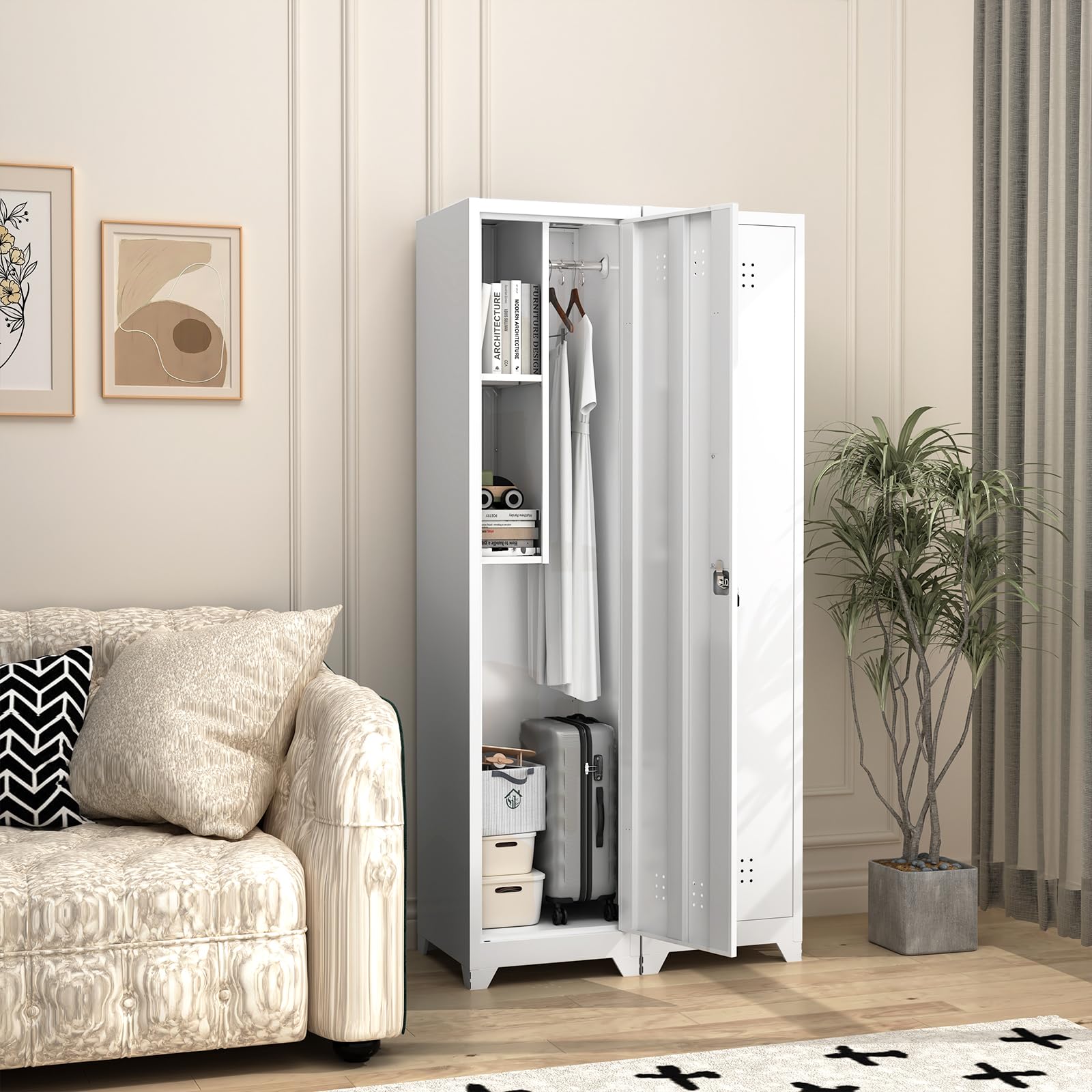 LUCYPAL Broom Closet Storage Cabinet,65