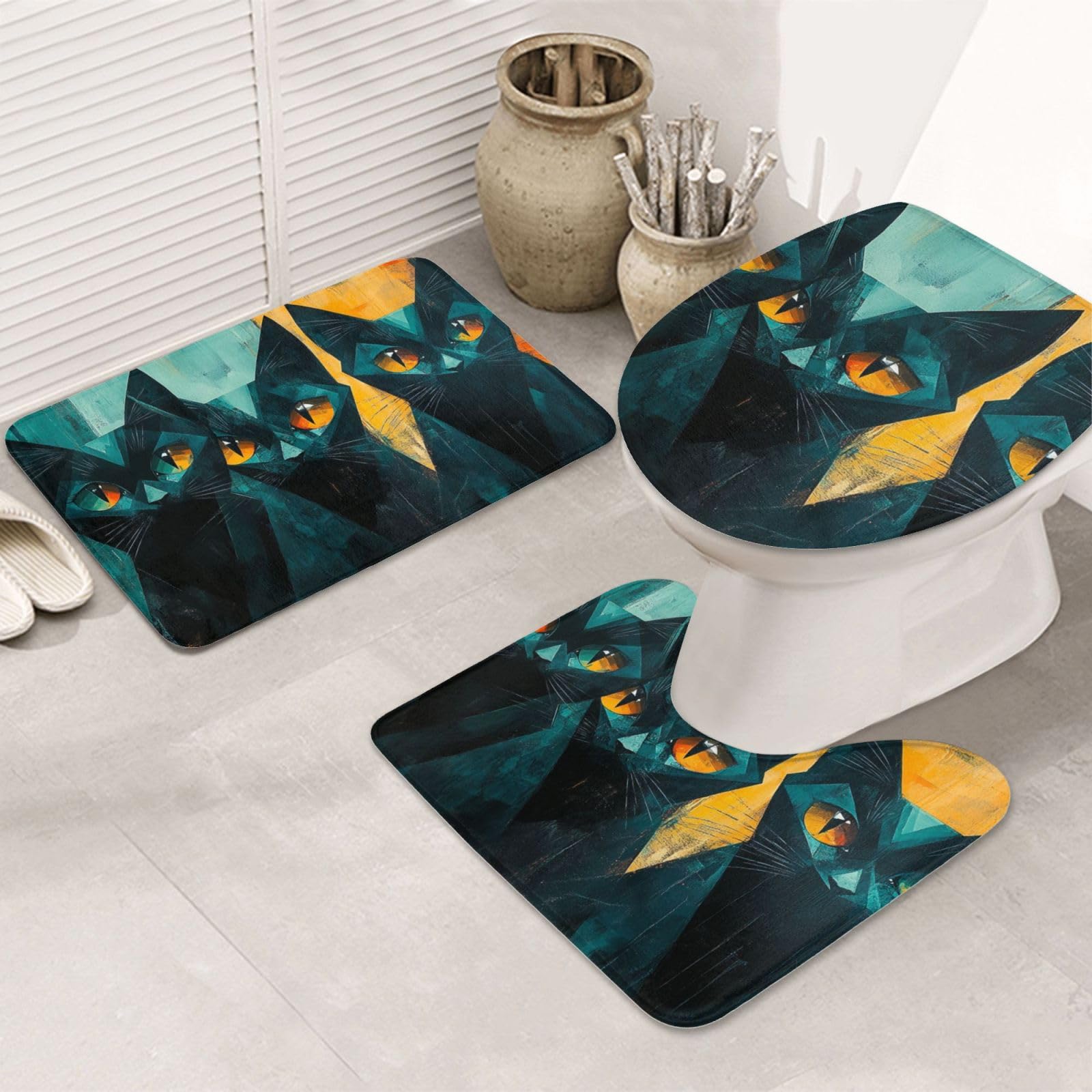 Alfombra de baño antideslizante de microfibra para evitar resbalones con diseño de gatos