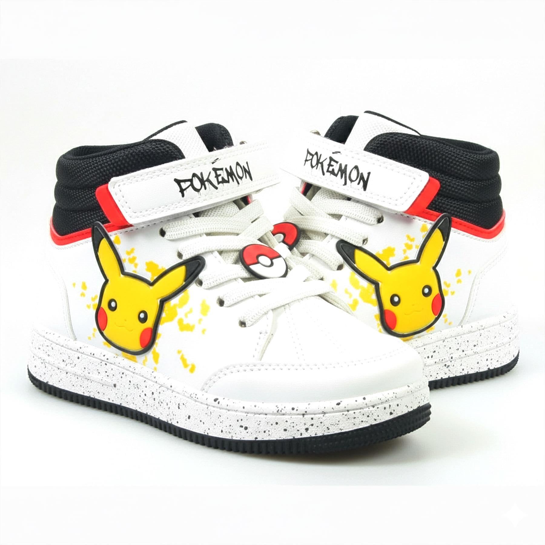 Offiziell lizenzierte Pokemon Pikachu Jungen Mädchen Hi-Top Turnschuhe Kinder Schnürschuhe Turnschuhe mit Riemen Bequeme Alltagsschuhe mit griffiger Sohle Pikachu Print Sneakers Kinder Schuhgröße 43
