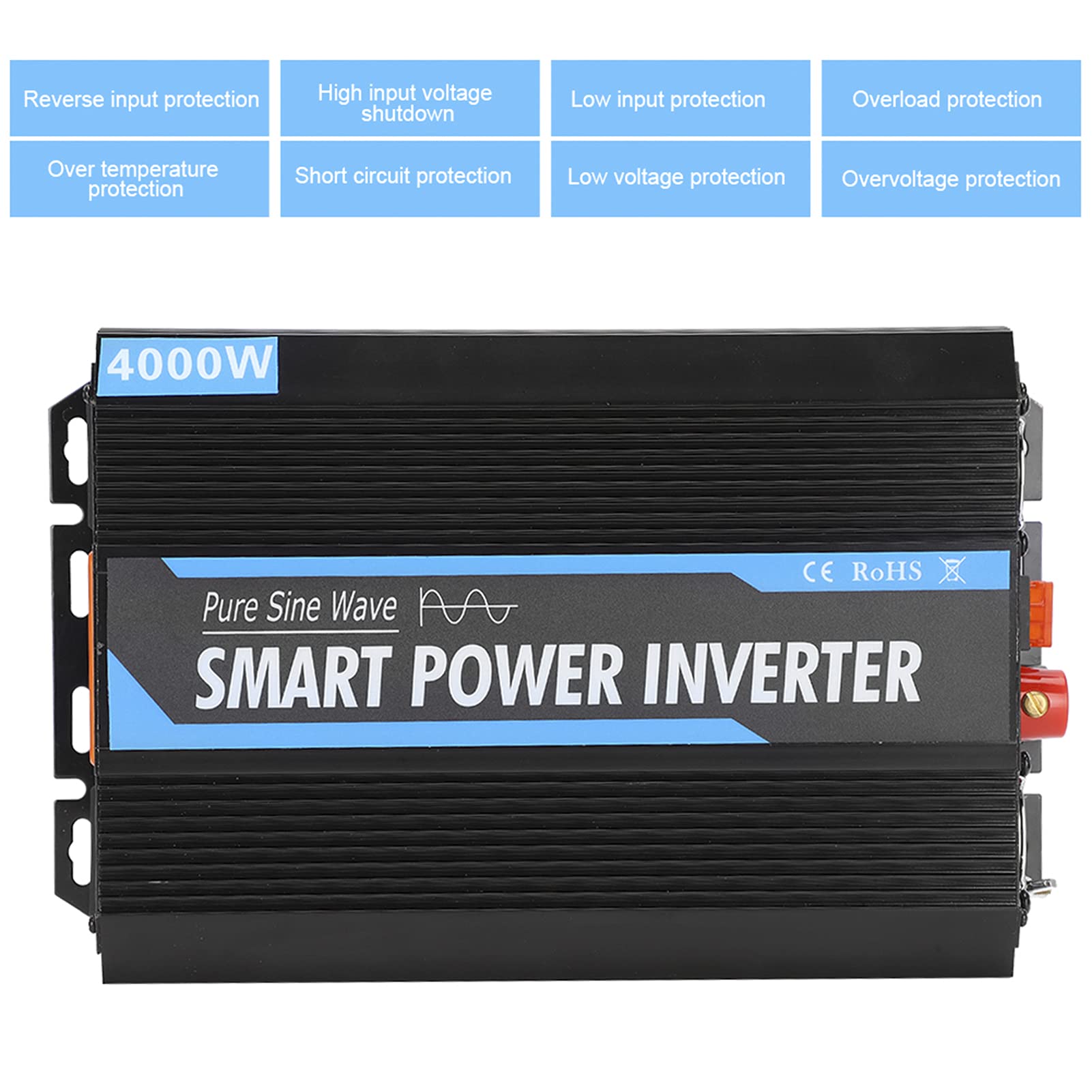 Falownik samochodowy 1500 W DC 12 V na AC 220 V, z adapterem do zapalniczki samochodowej w samochodzie i zacisku krokodylkowym, z uniwersalnym gniazdem wyświetlaczem LCD