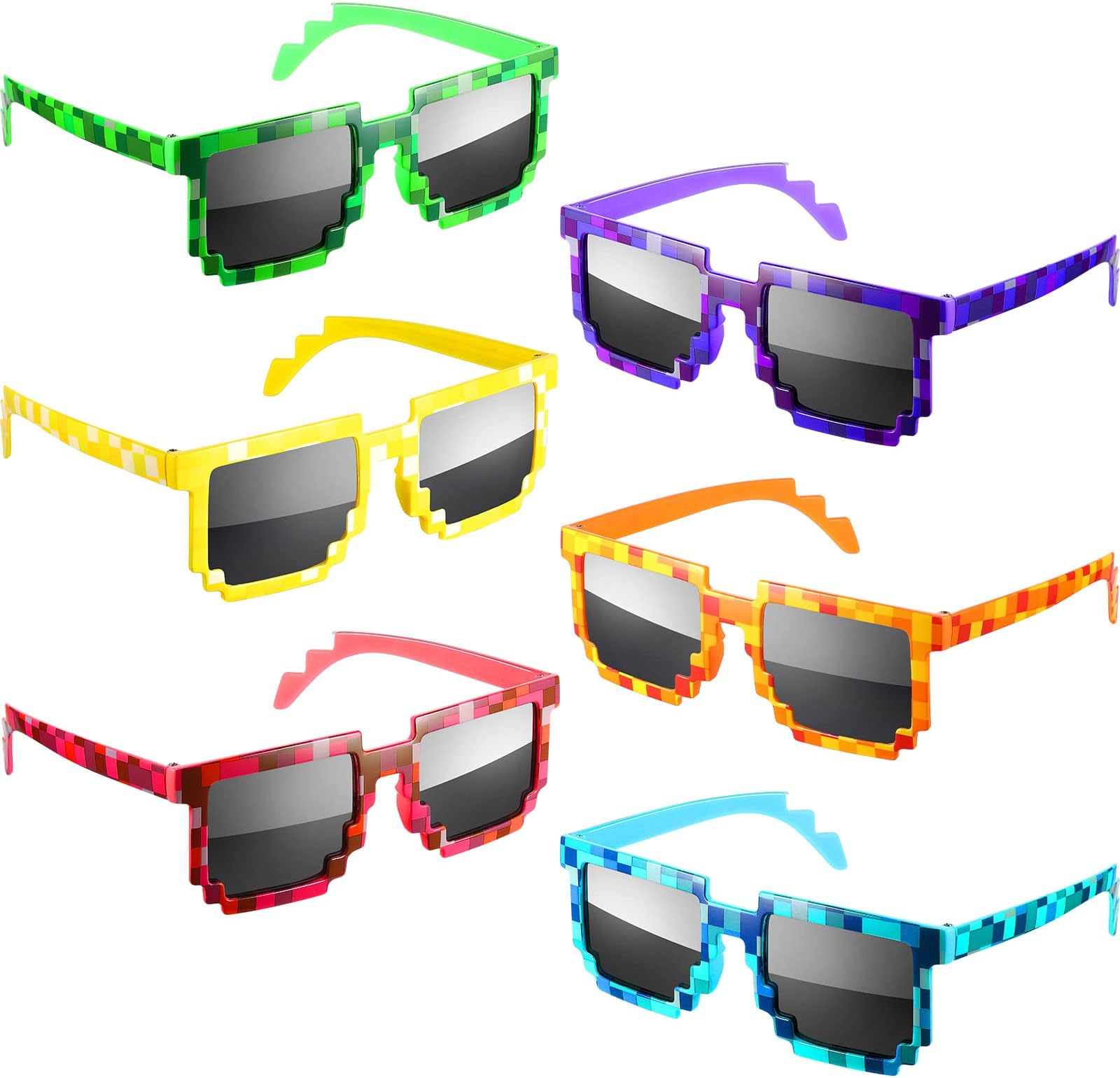 Pixel Sunglasses Miner Party Favors Pixel Glasses for Kids Adults Birthday Party Pixelated Game Party Supplies(24 Pair)